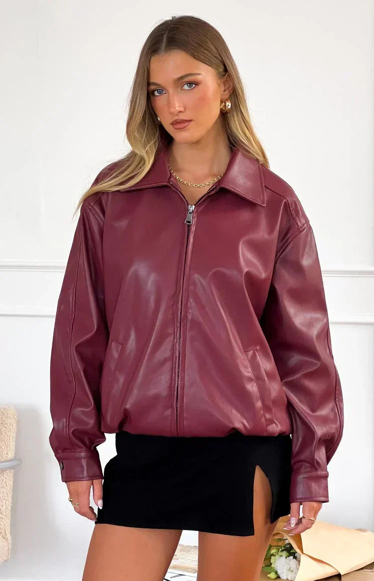 Abbi PU Black Bomber Jacket