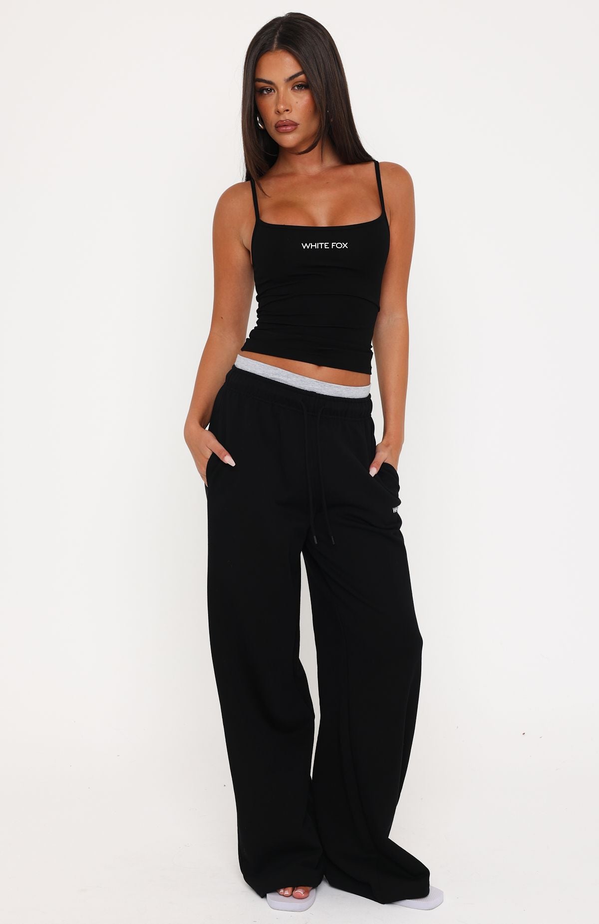 Off The Field Double Waistband Wide Leg Sweatpants Black