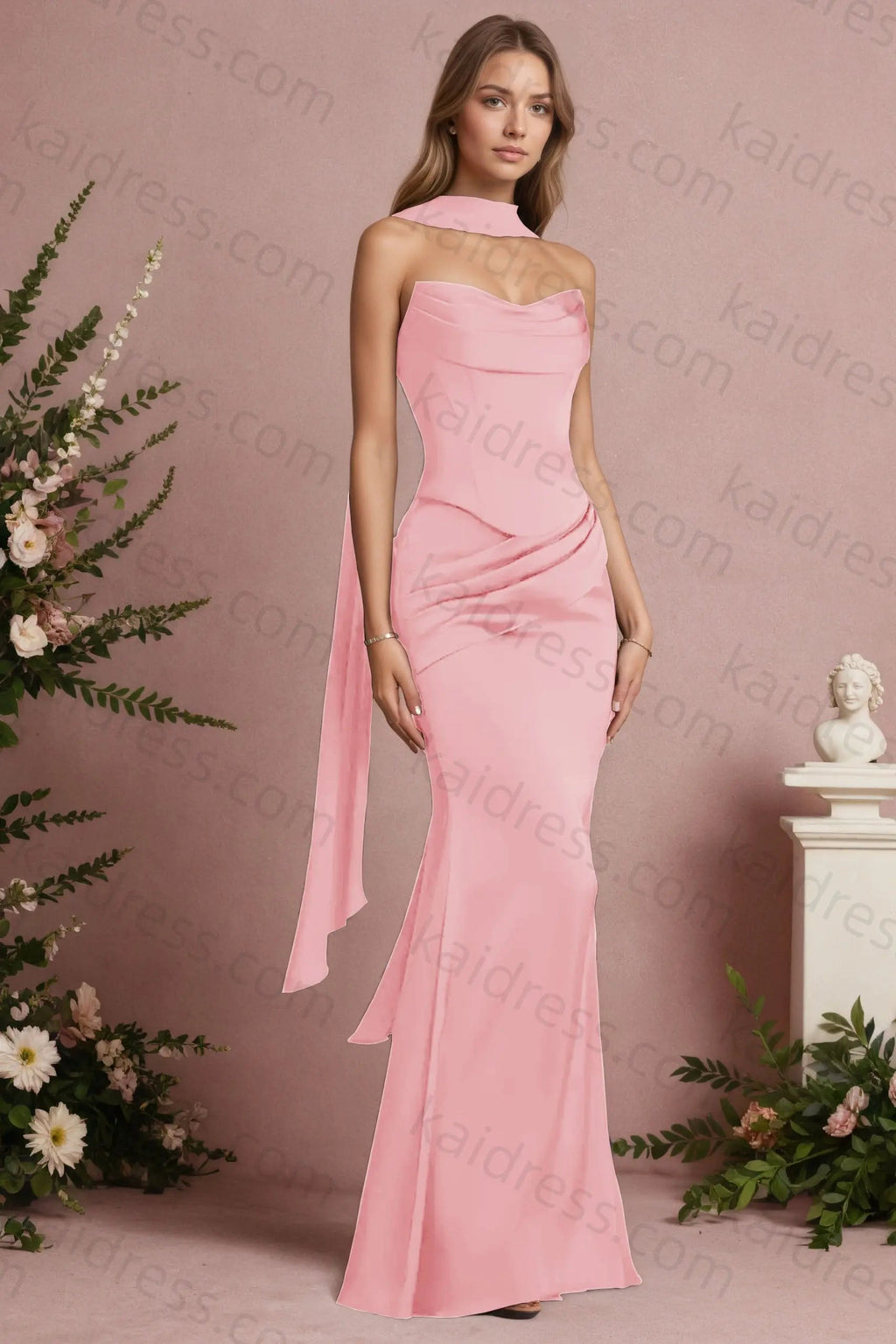 Mermaid Black Strapless Satin Long Prom Dresses Corset Evening Dresses