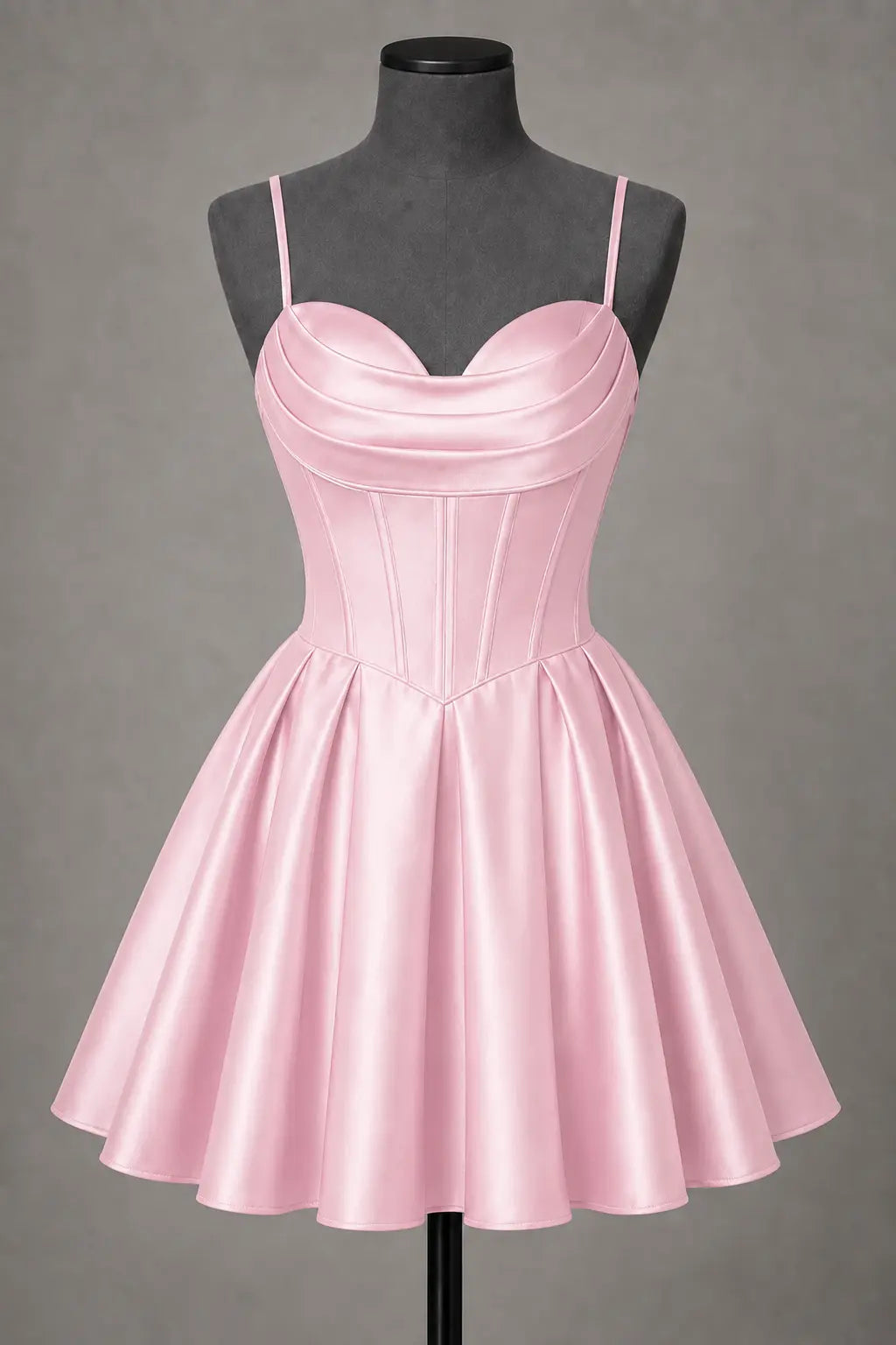 Black Satin Corset Mini Homecoming Dress A Line Hoco Party Dress