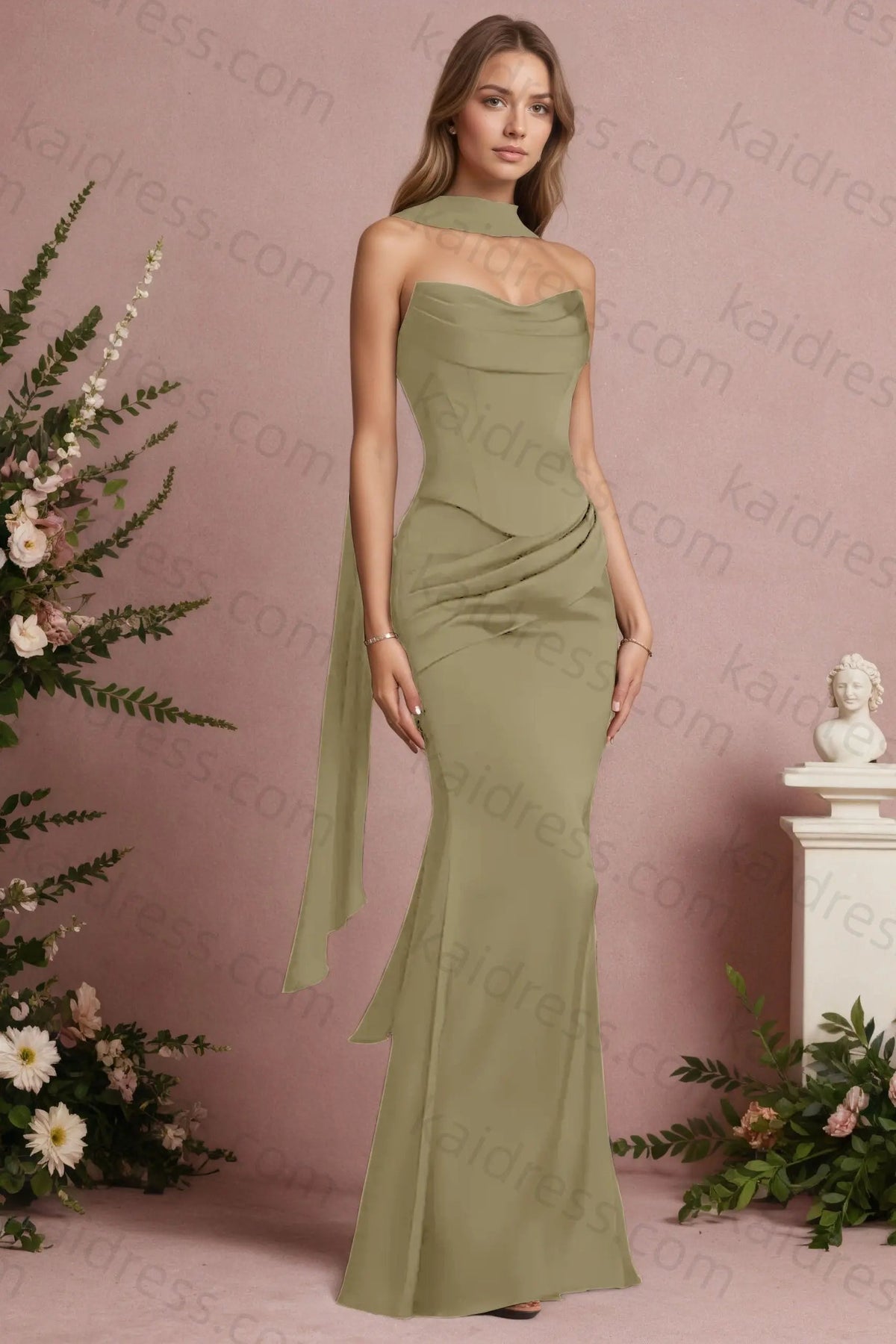 Mermaid Black Strapless Satin Long Prom Dresses Corset Evening Dresses