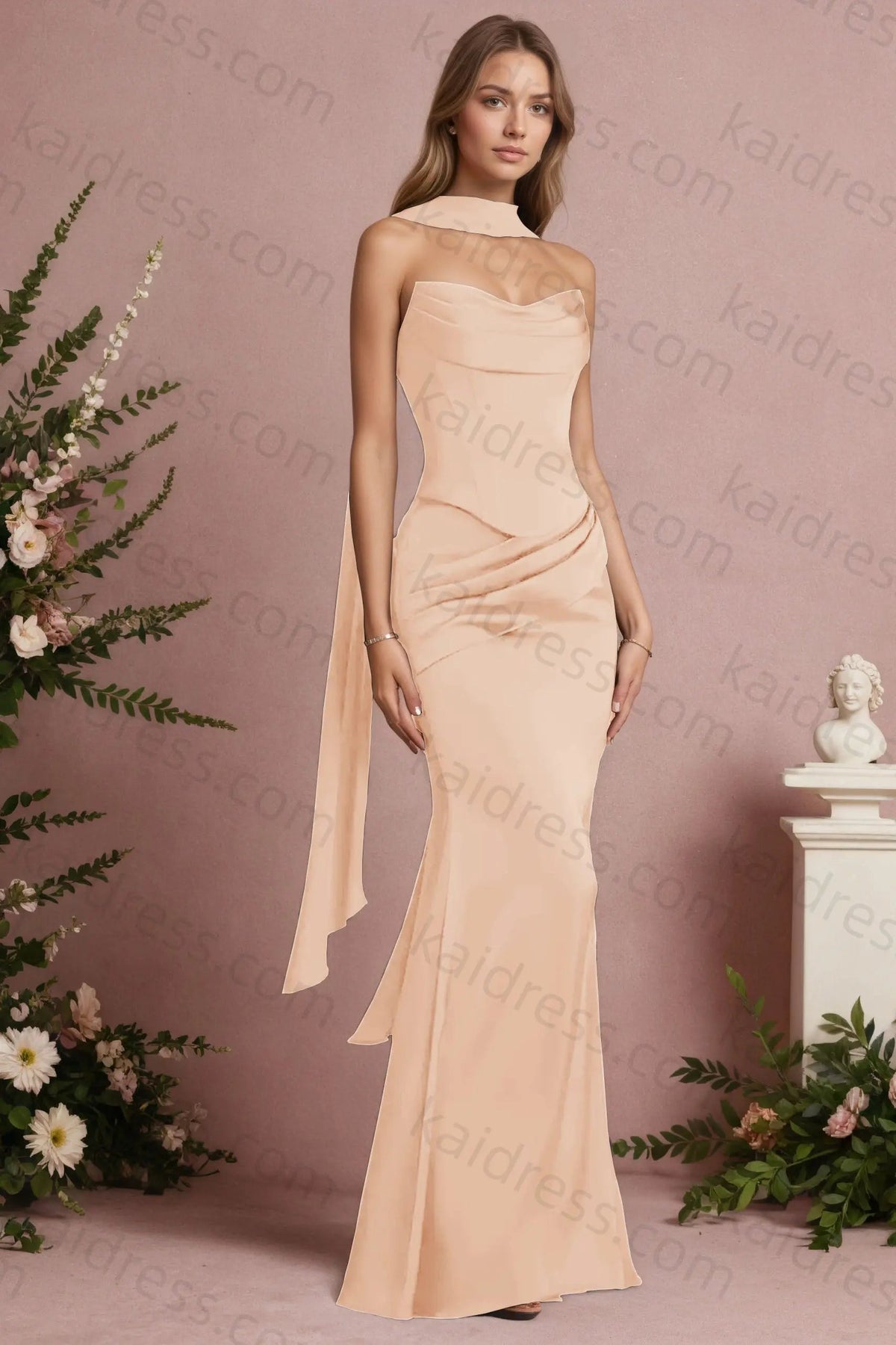 Mermaid Black Strapless Satin Long Prom Dresses Corset Evening Dresses