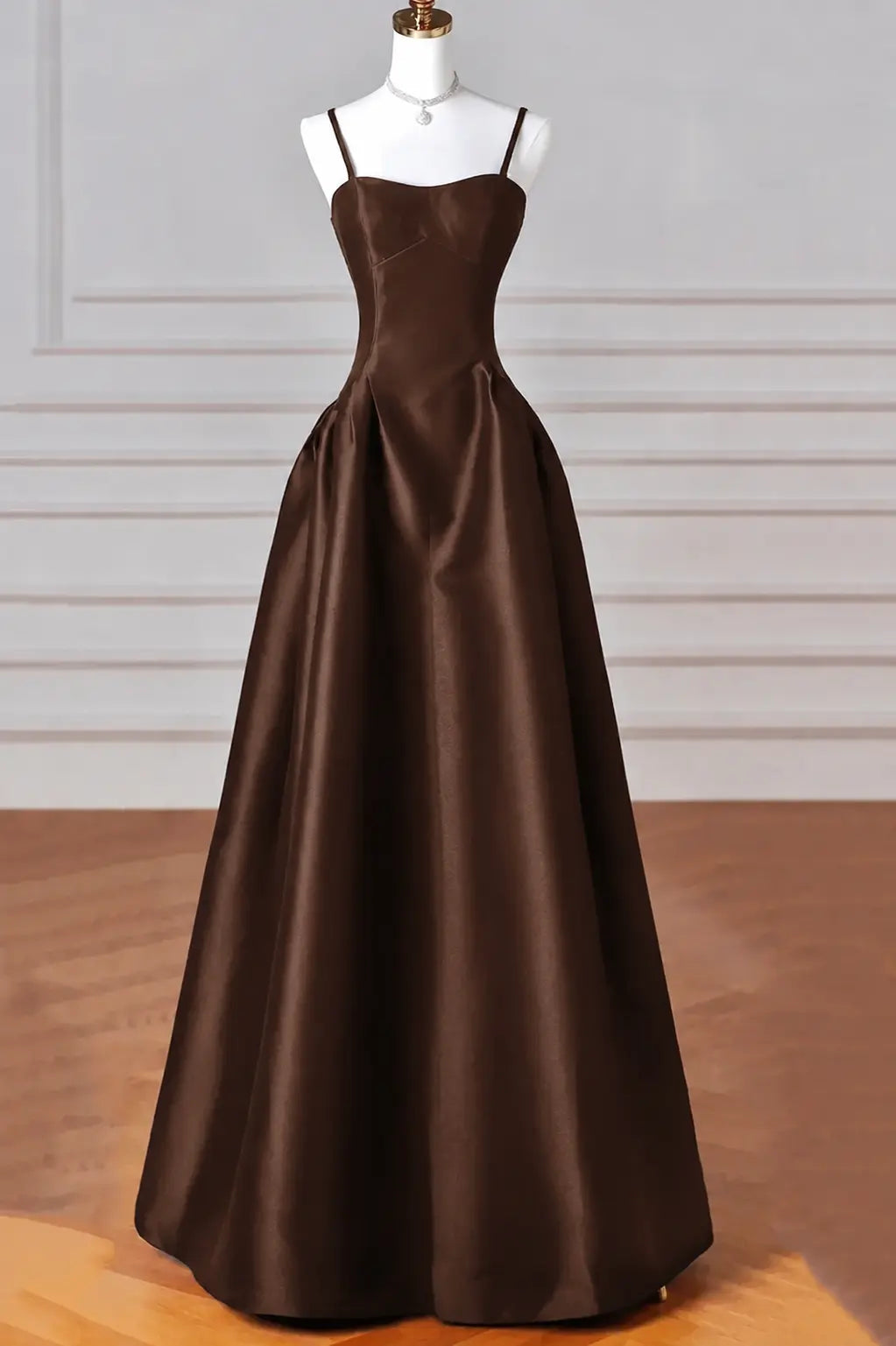 A-Line/Princess Halter Satin Sleeveless Long Prom Dress Black Prom Gown