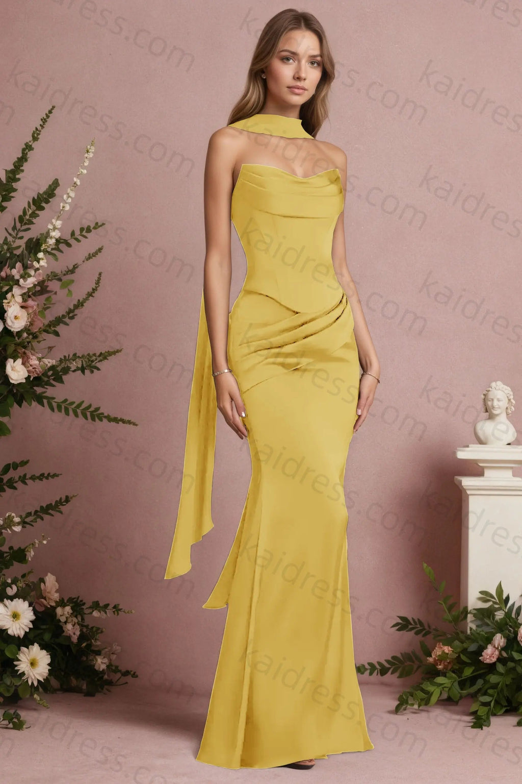 Mermaid Black Strapless Satin Long Prom Dresses Corset Evening Dresses