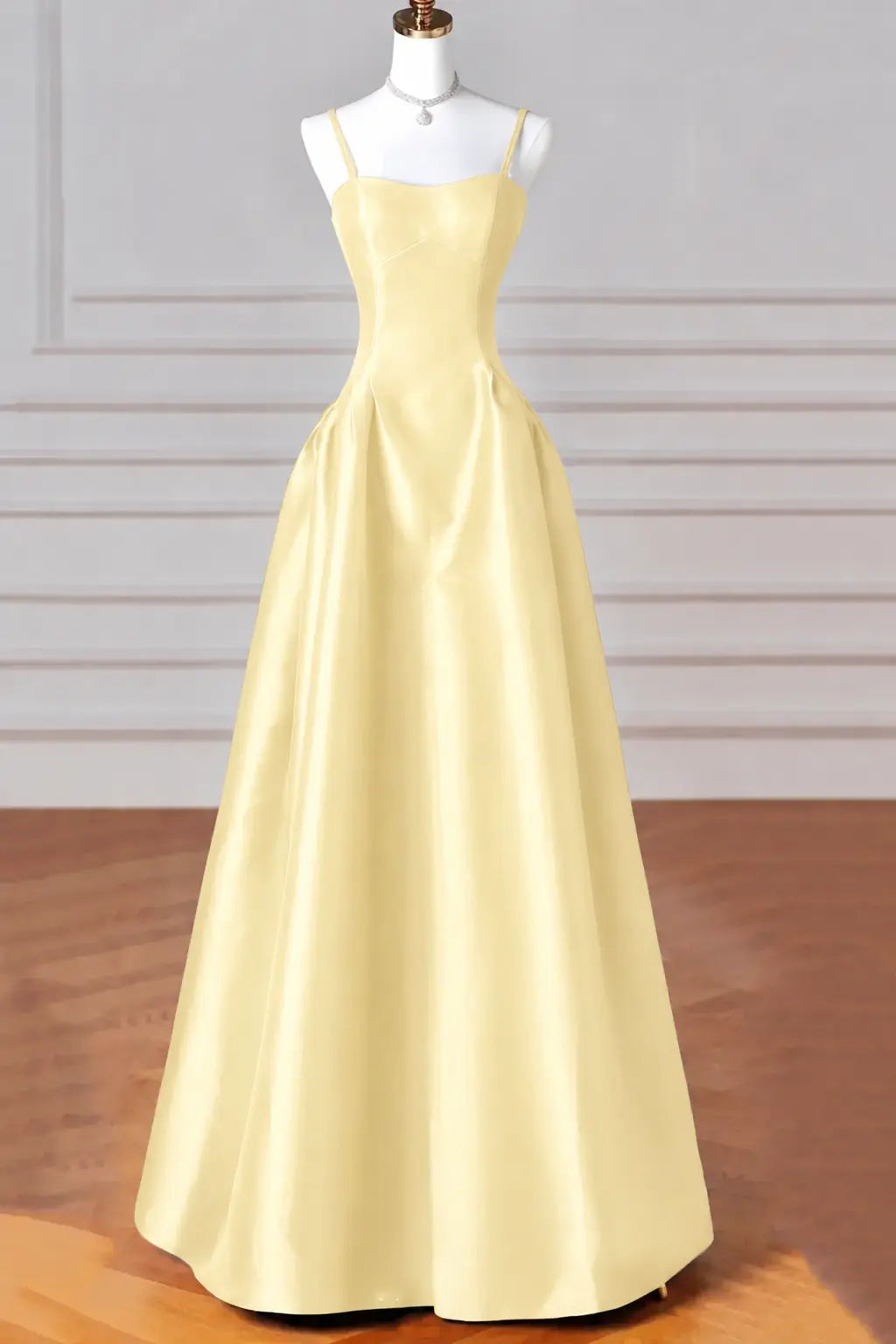 A-Line/Princess Halter Satin Sleeveless Long Prom Dress Black Prom Gown