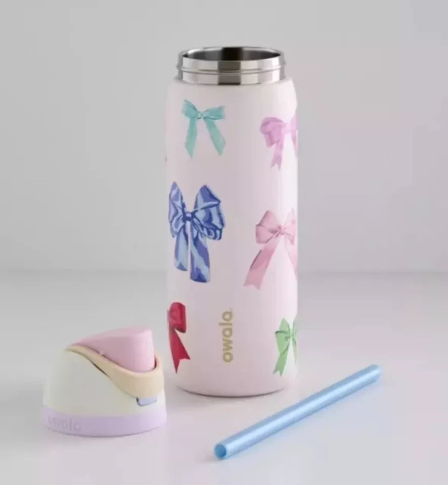 Owala Girlhood 32oz Free Sip Limited Edition UO Exclusive Multicolor Pink Bows