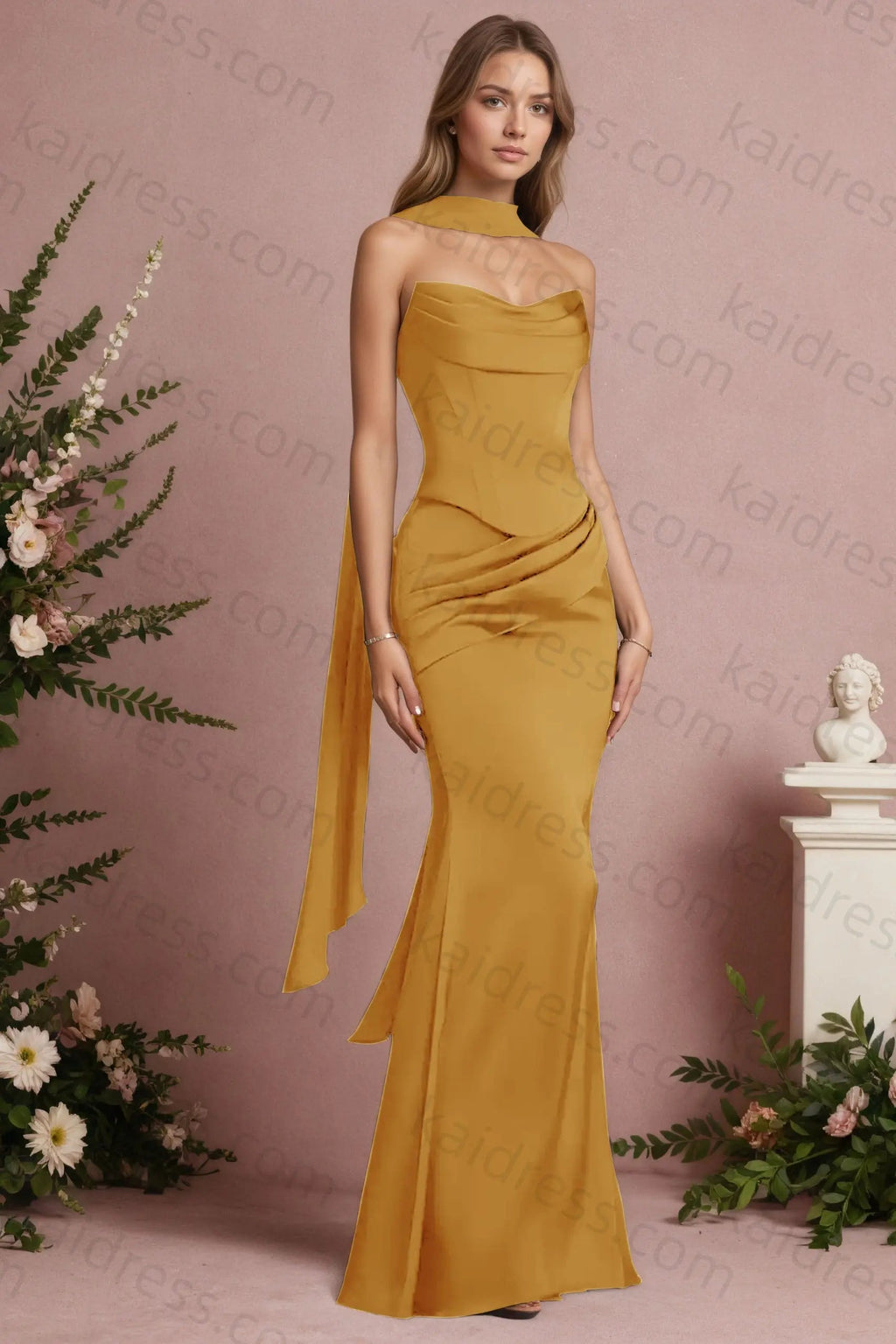 Mermaid Black Strapless Satin Long Prom Dresses Corset Evening Dresses