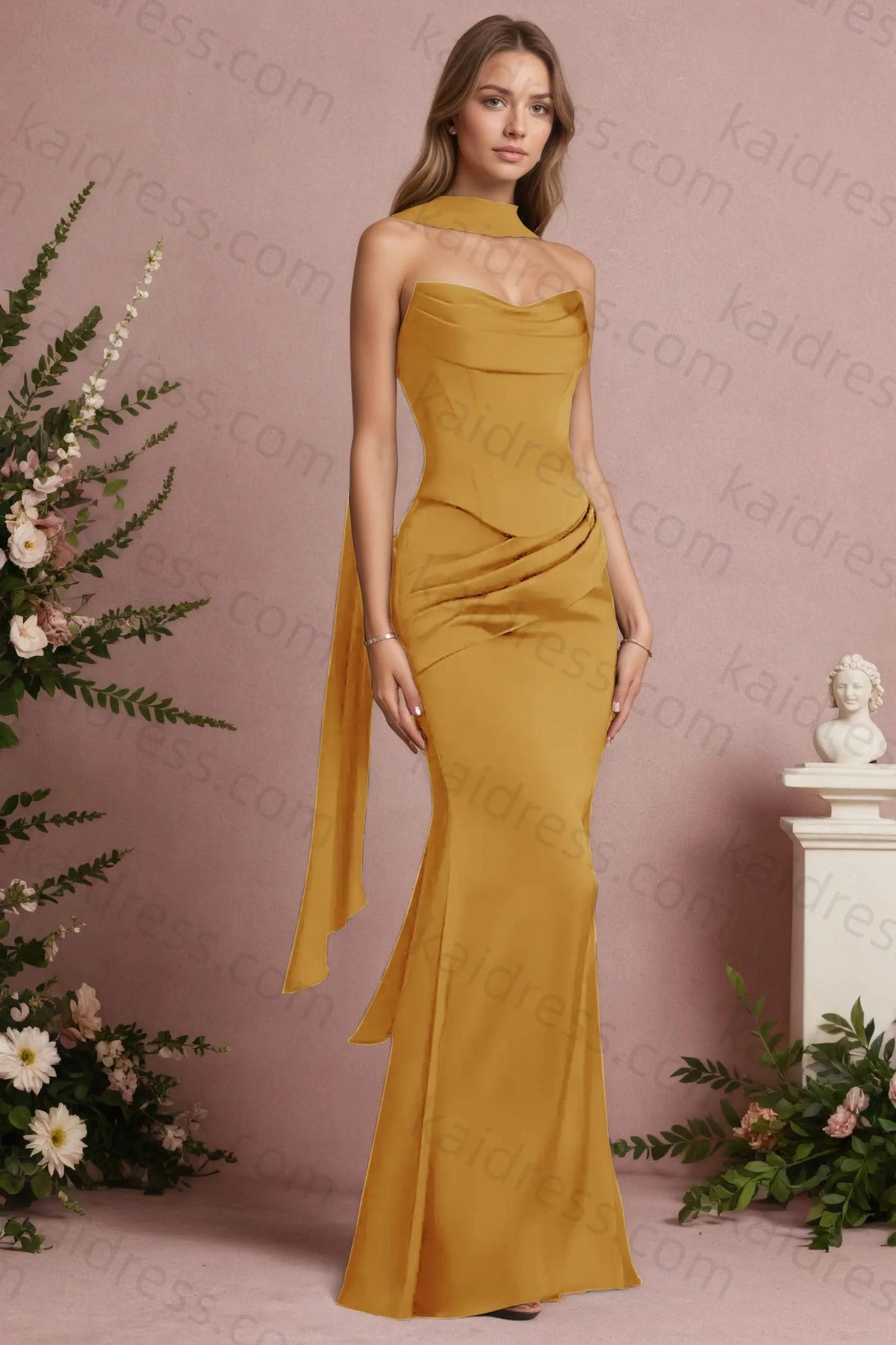 Mermaid Black Strapless Satin Long Prom Dresses Corset Evening Dresses