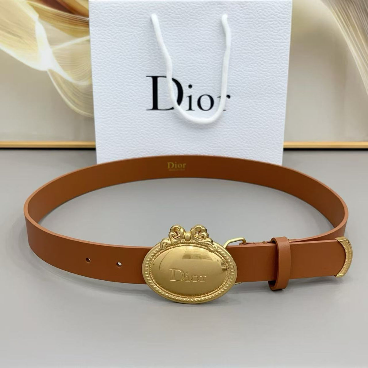 CD 26s Médaillon Belt 3cm Gold Buckle Calfskin
