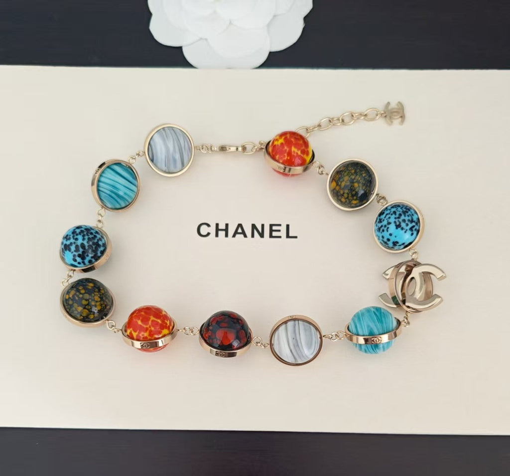 CC Necklace Multicoloured Glass Pearl