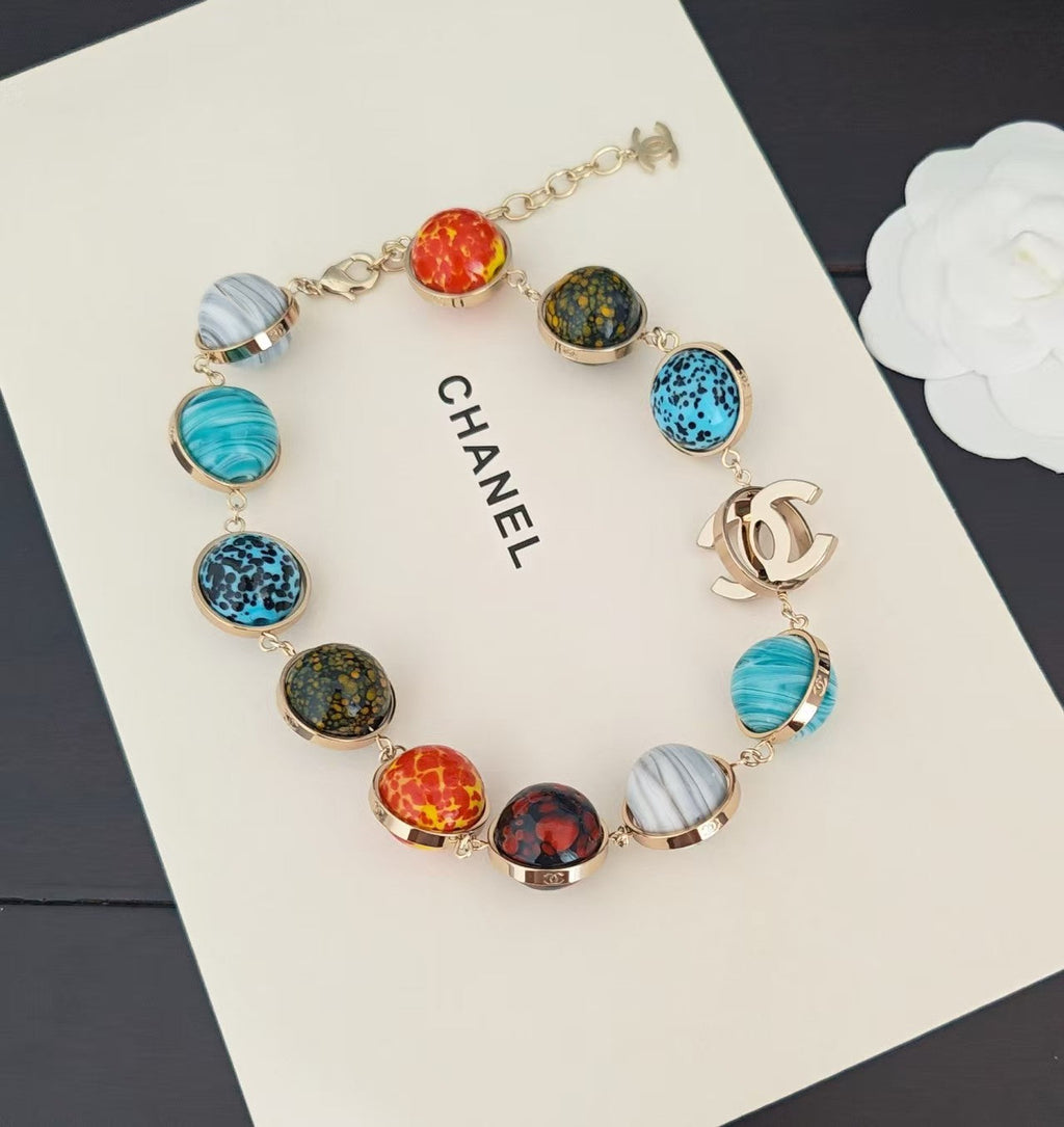 CC Necklace Multicoloured Glass Pearl