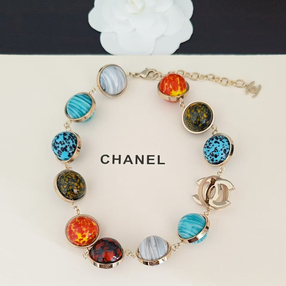 CC Necklace Multicoloured Glass Pearl