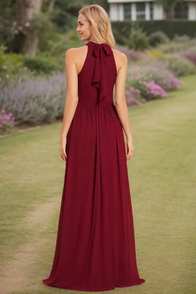 A-Line/Princess Chiffon Scoop Sleeveless Floor-Length Bridesmaid Dresses