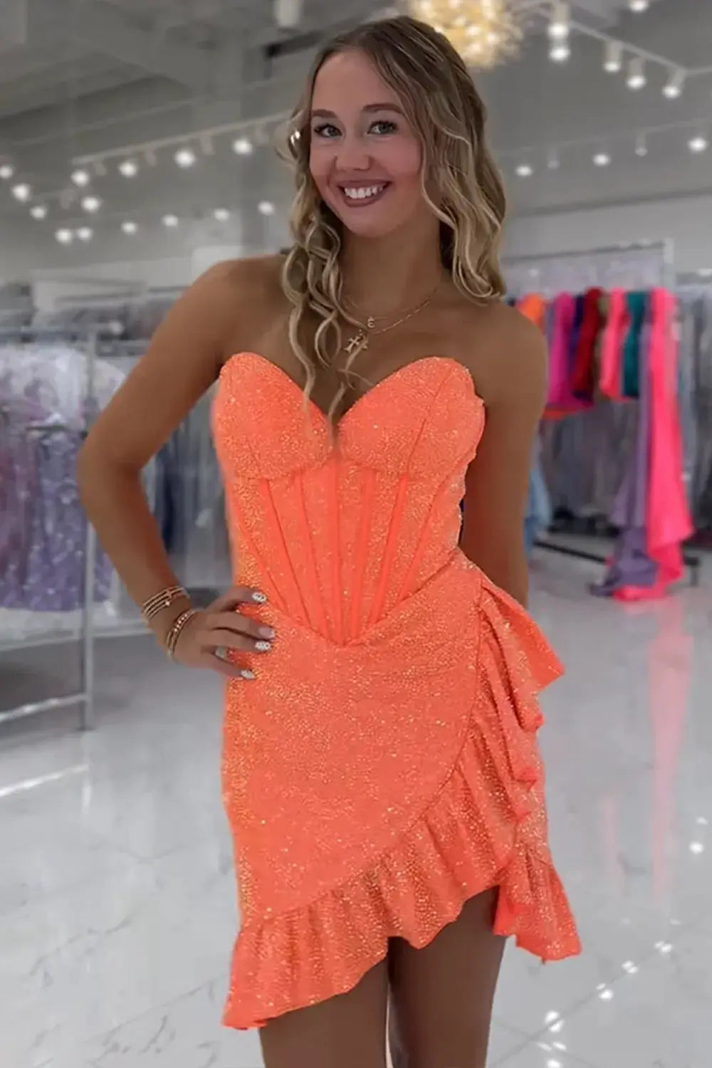 Sparkly Yellow Tight Sweetheart Short Corset Homecoming Dress with Beading