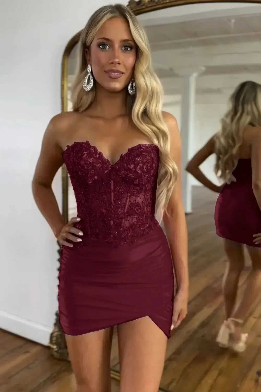 Fuchsia Sweetheart Tight Corset Homecoming Dress with Beading