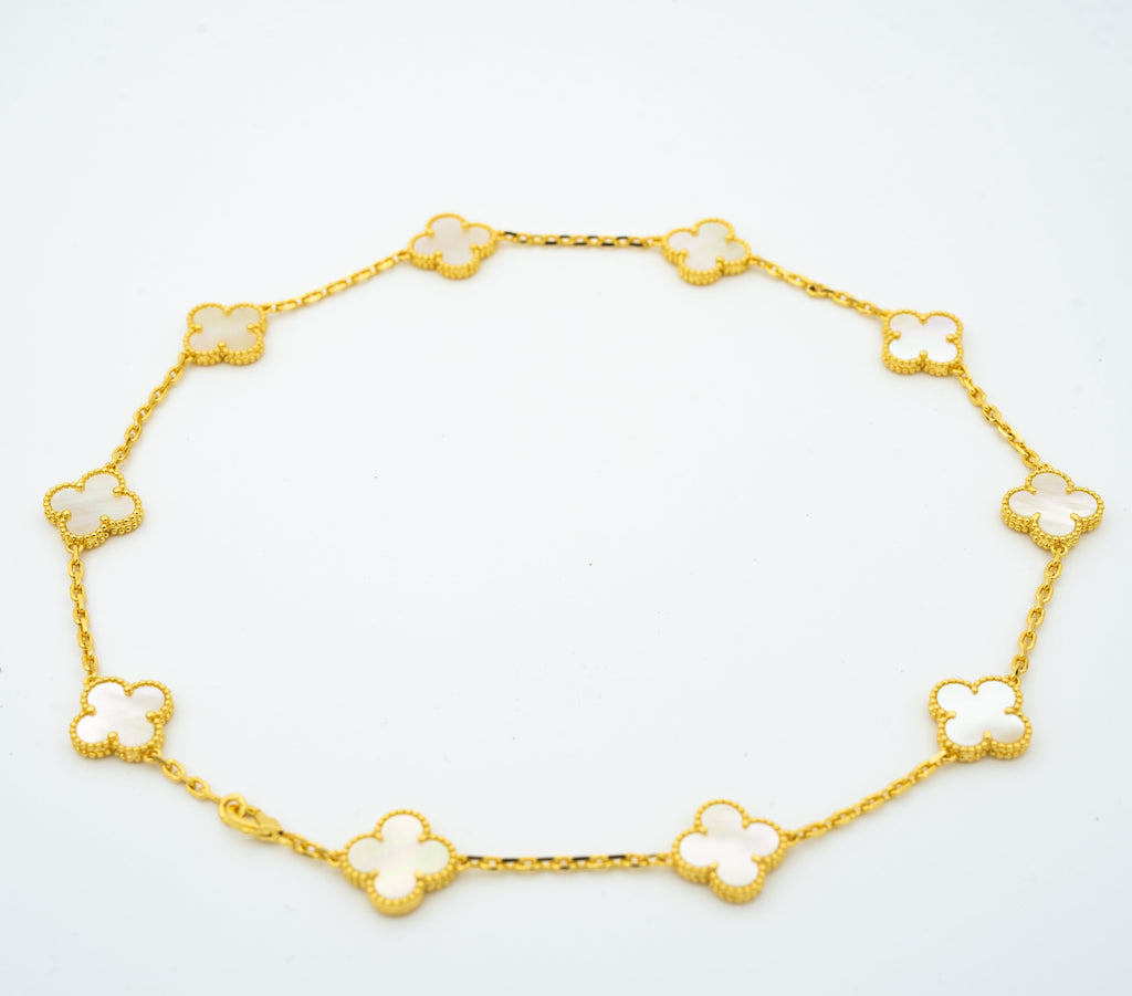 VINTAGE MOP NECKLACE 10 MOTIFS GOLD