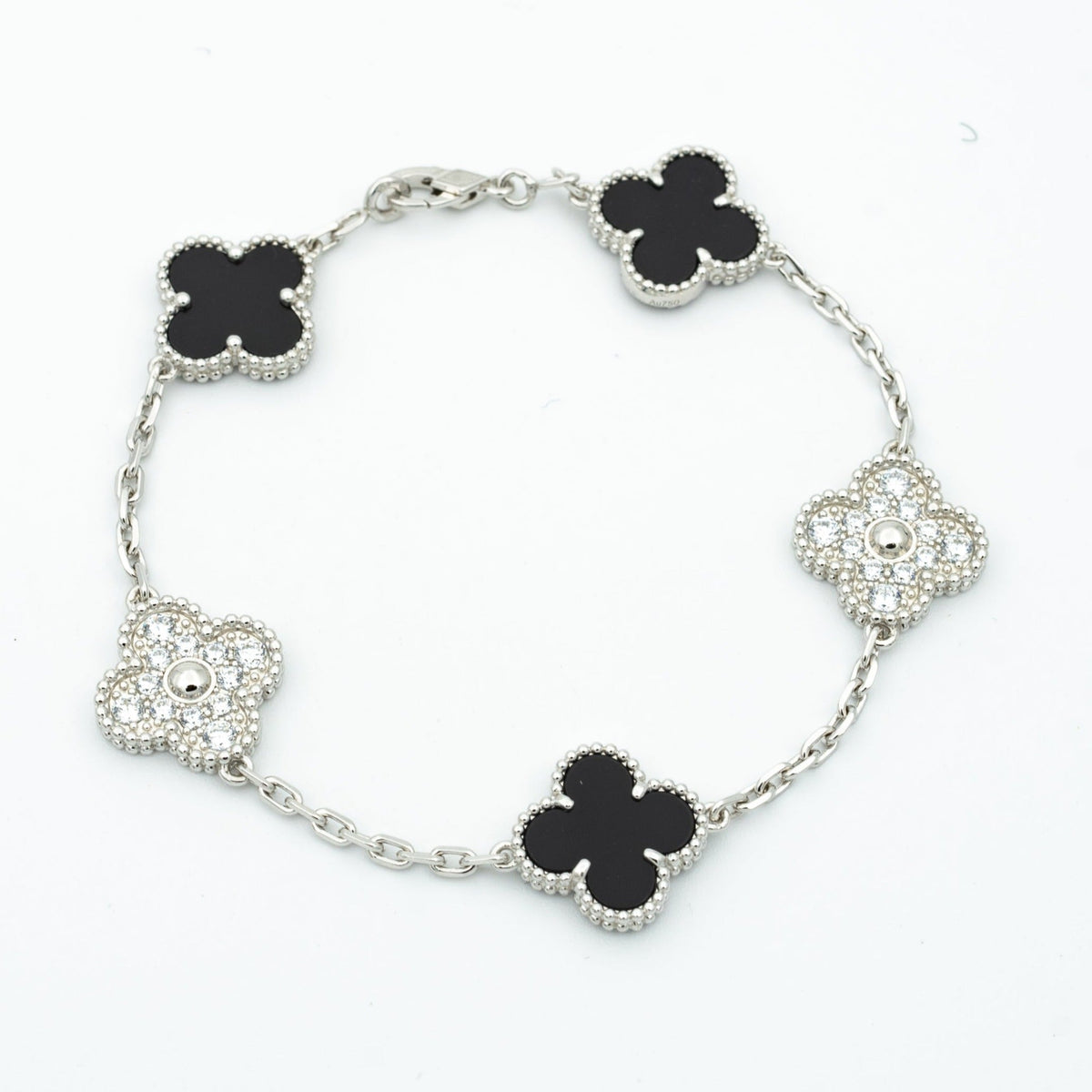 CLOVER BRACELET 5 MOTIF ONYXS DIAMOND