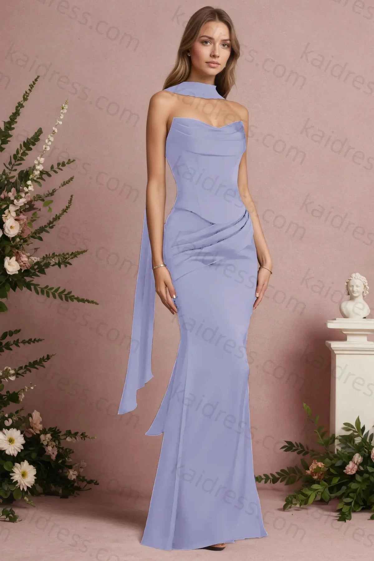 Mermaid Black Strapless Satin Long Prom Dresses Corset Evening Dresses