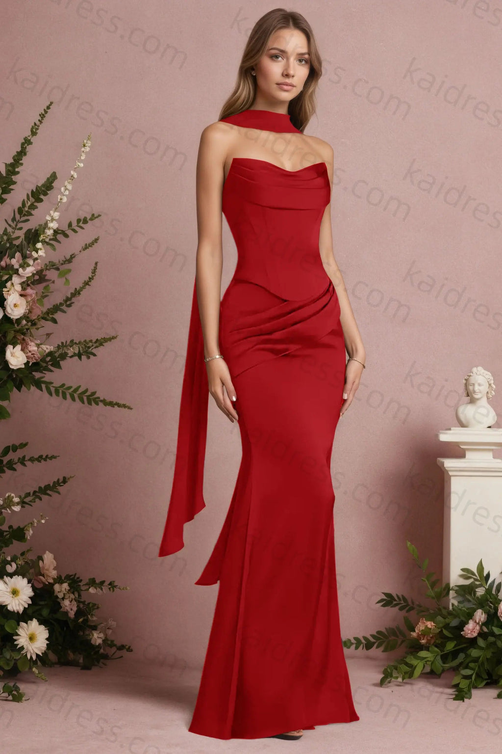 Mermaid Black Strapless Satin Long Prom Dresses Corset Evening Dresses