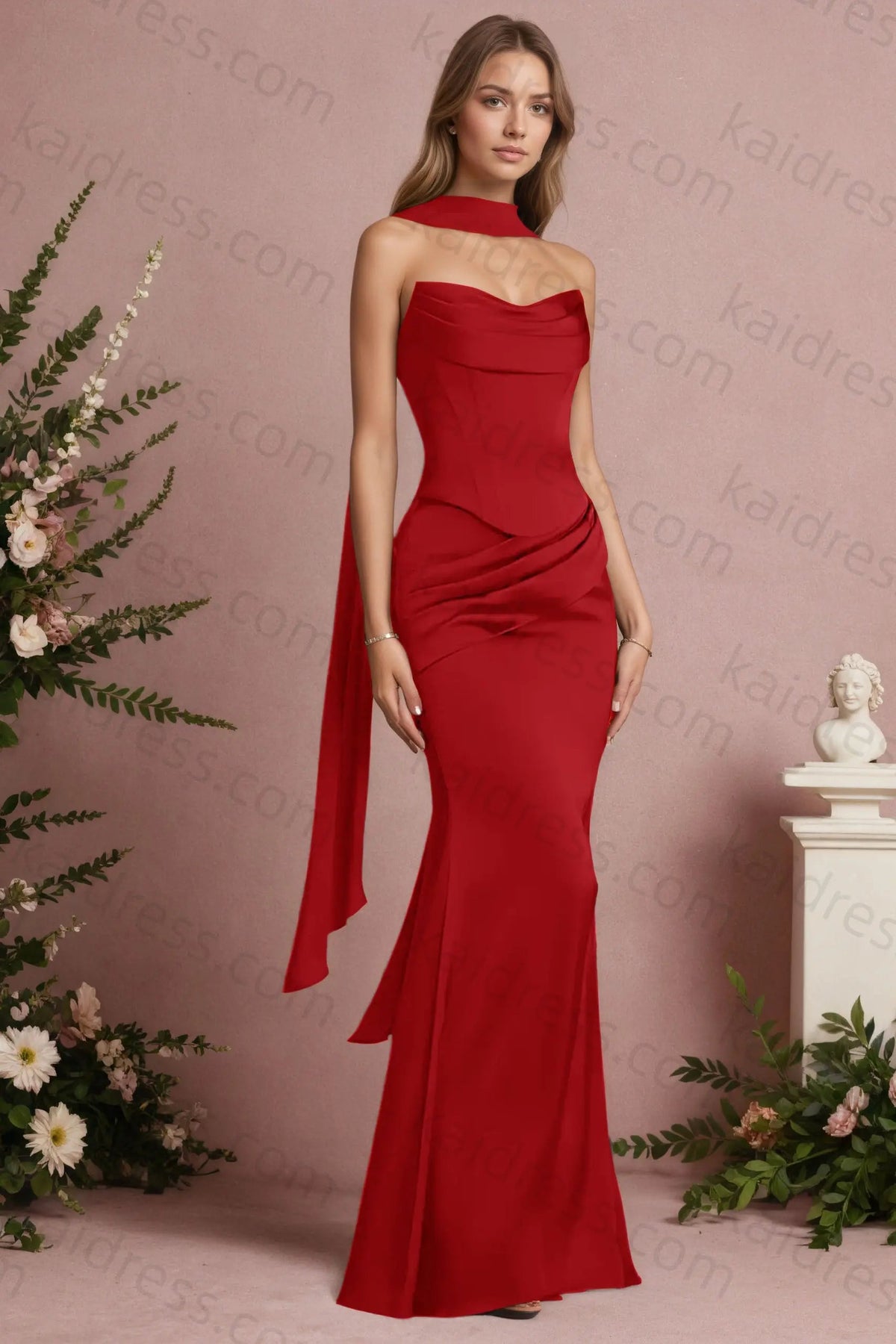 Mermaid Black Strapless Satin Long Prom Dresses Corset Evening Dresses