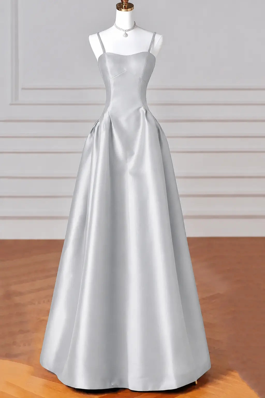 A-Line/Princess Halter Satin Sleeveless Long Prom Dress Black Prom Gown