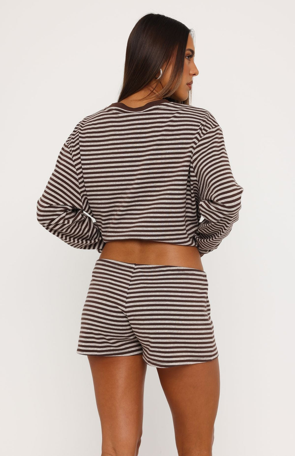 Touchdown Relaxed Shorts Choc/Grey Marle Stripe