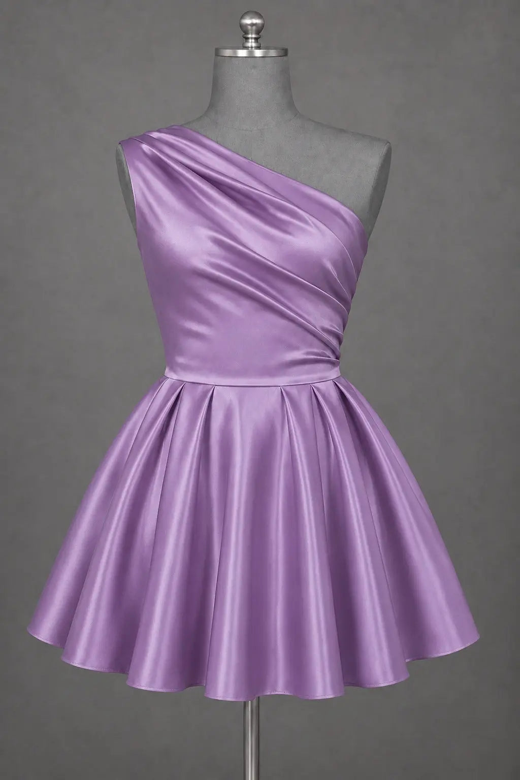 White One Shoulder Satin Mini Homecoming Dress A Line Hoco Dress