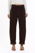 Daze Villa Drawstring Barrel Pants - Chocolate Corduroy