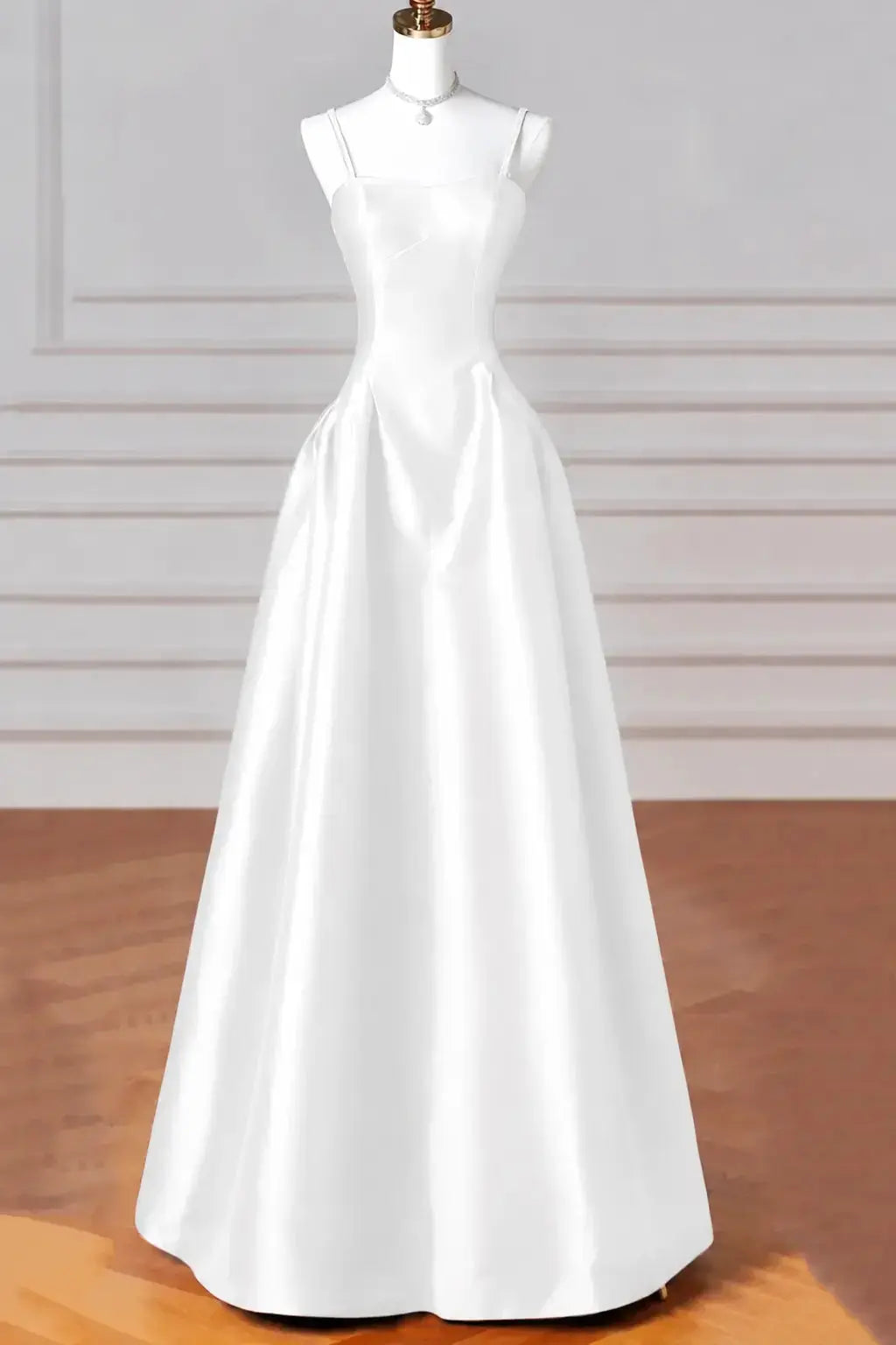 A-Line/Princess Halter Satin Sleeveless Long Prom Dress Black Prom Gown
