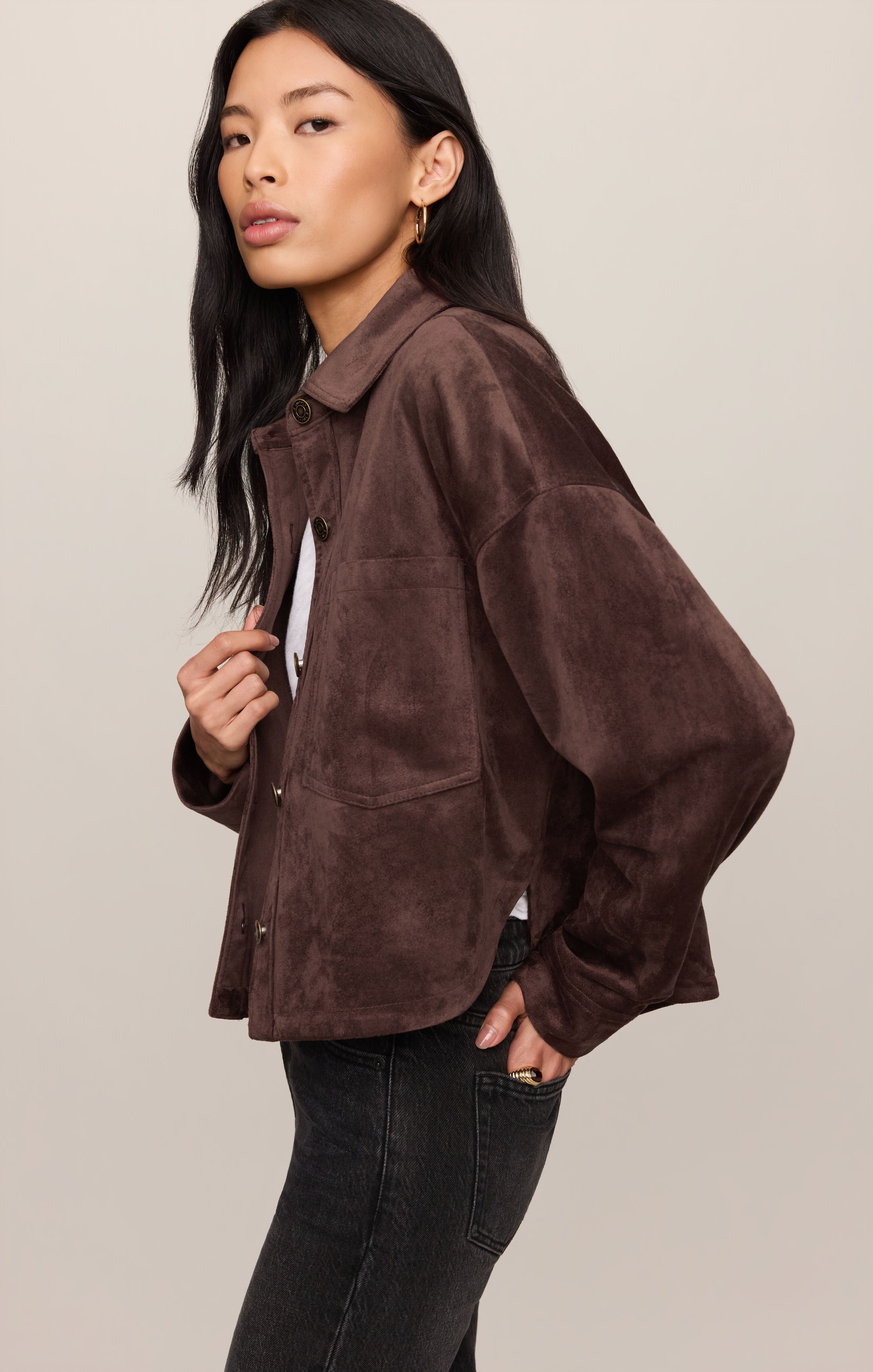 All Day Cropped Suede Jacket