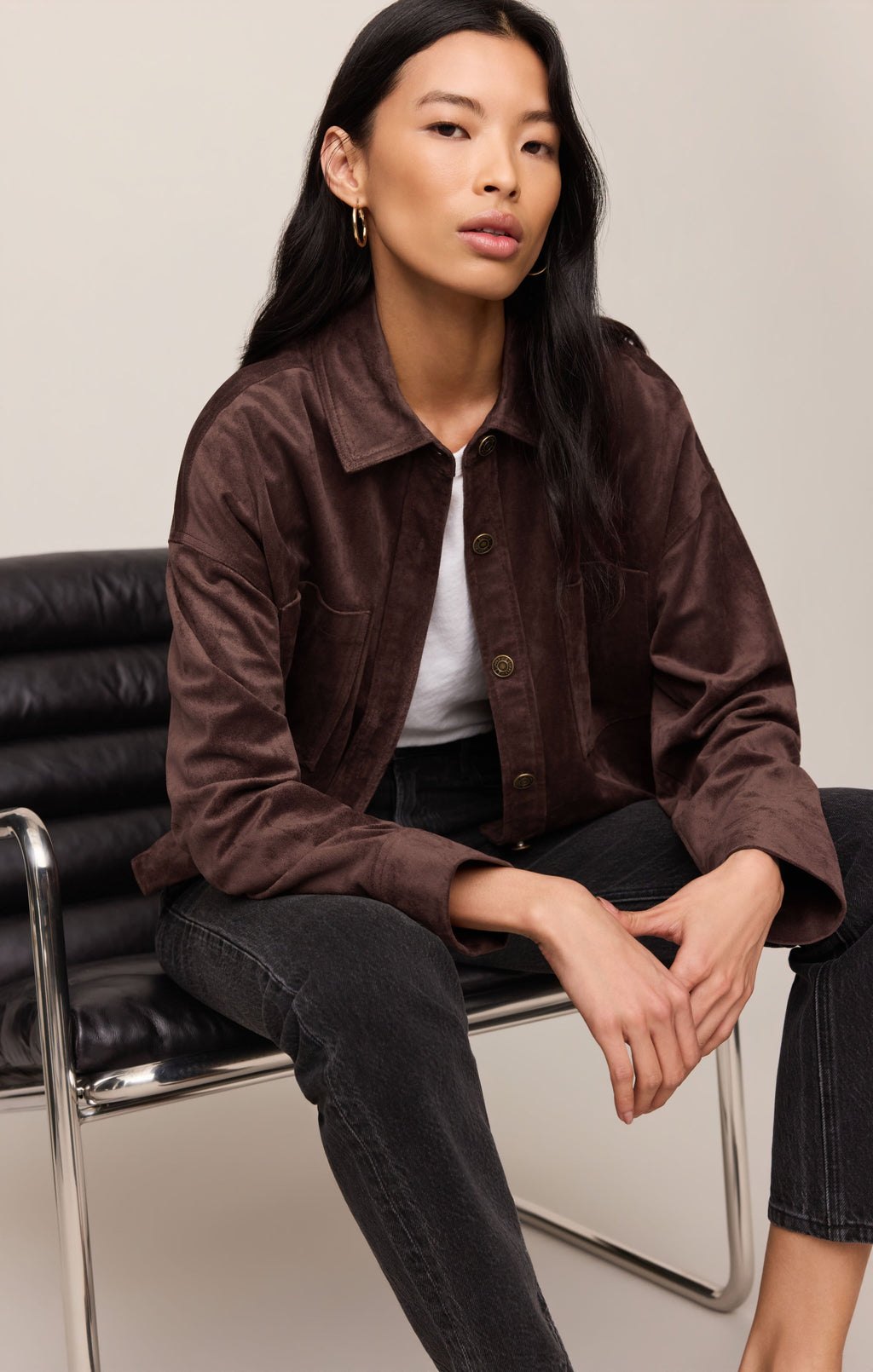 All Day Cropped Suede Jacket
