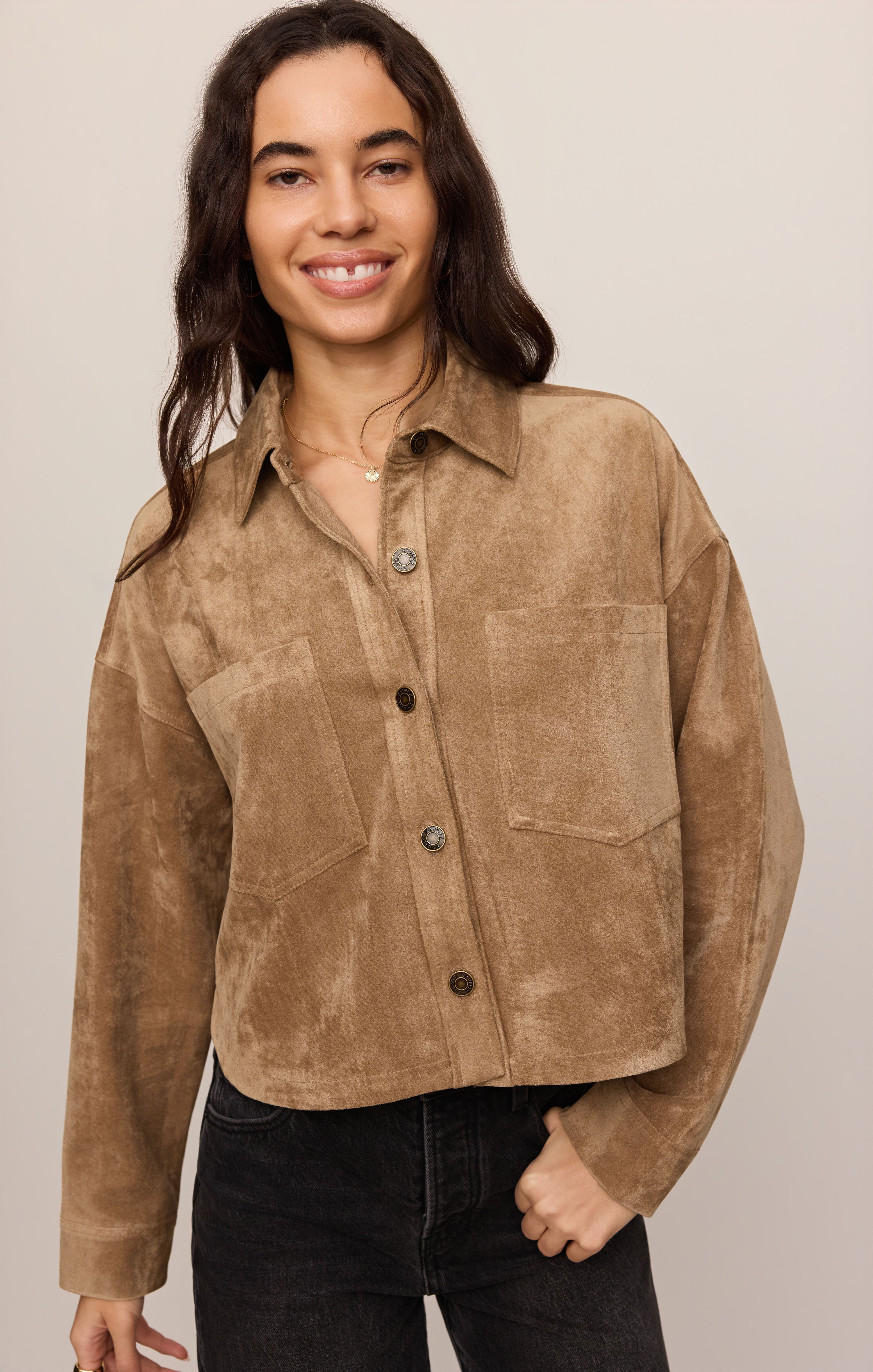 All Day Cropped Suede Jacket