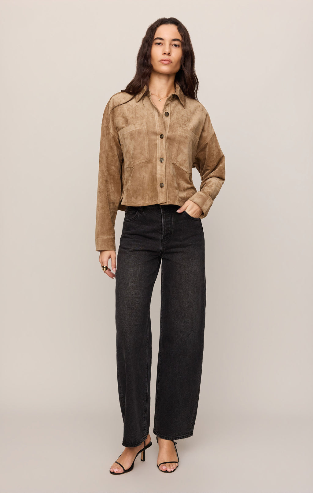 All Day Cropped Suede Jacket