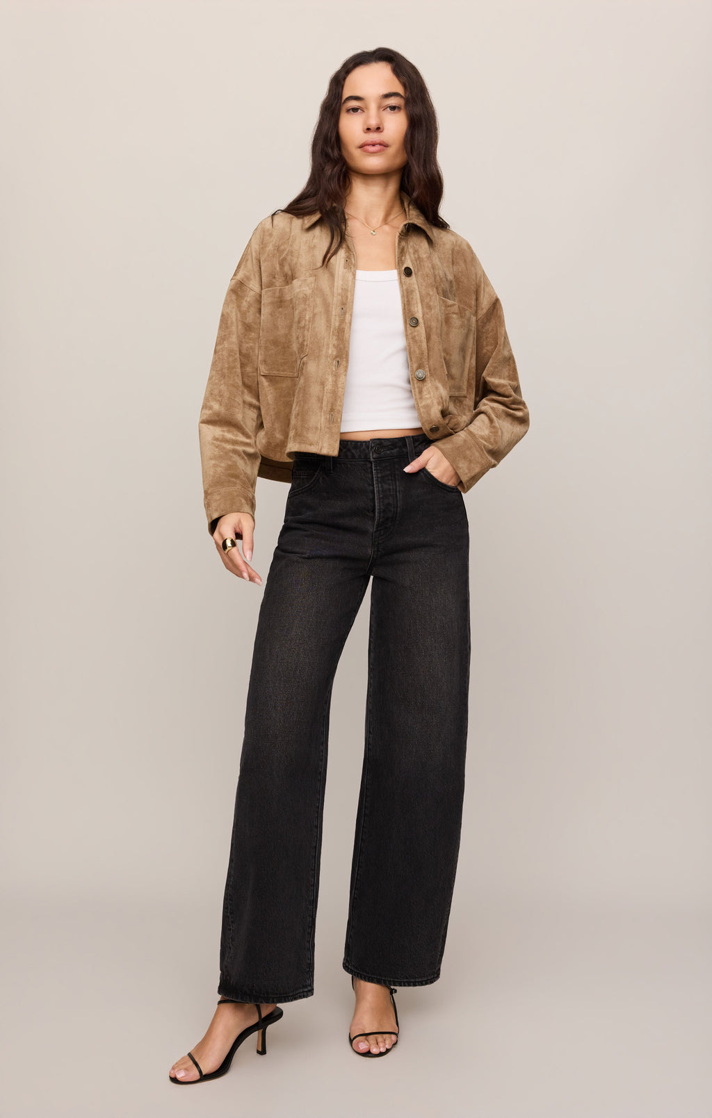 All Day Cropped Suede Jacket