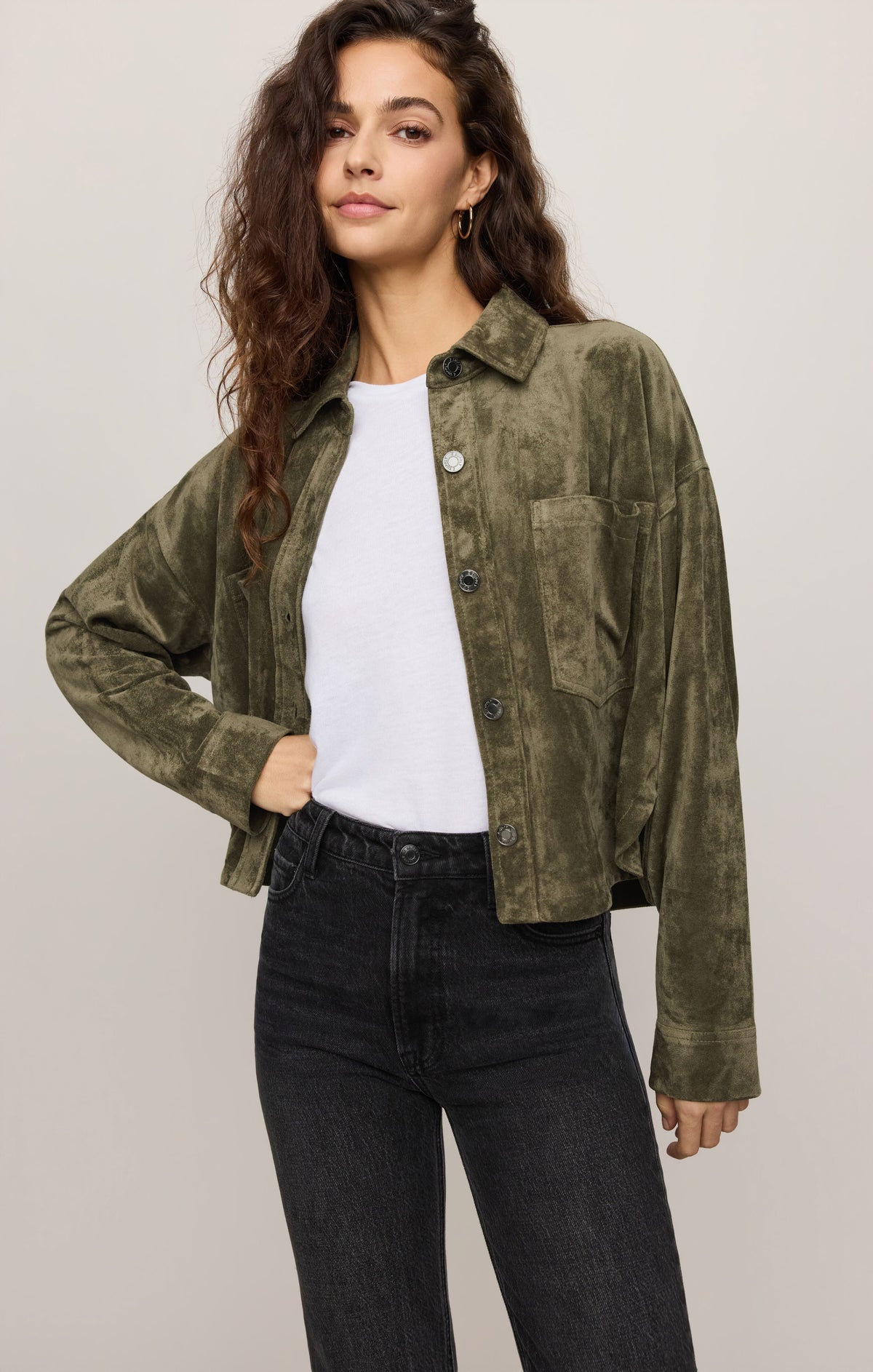 All Day Cropped Suede Jacket
