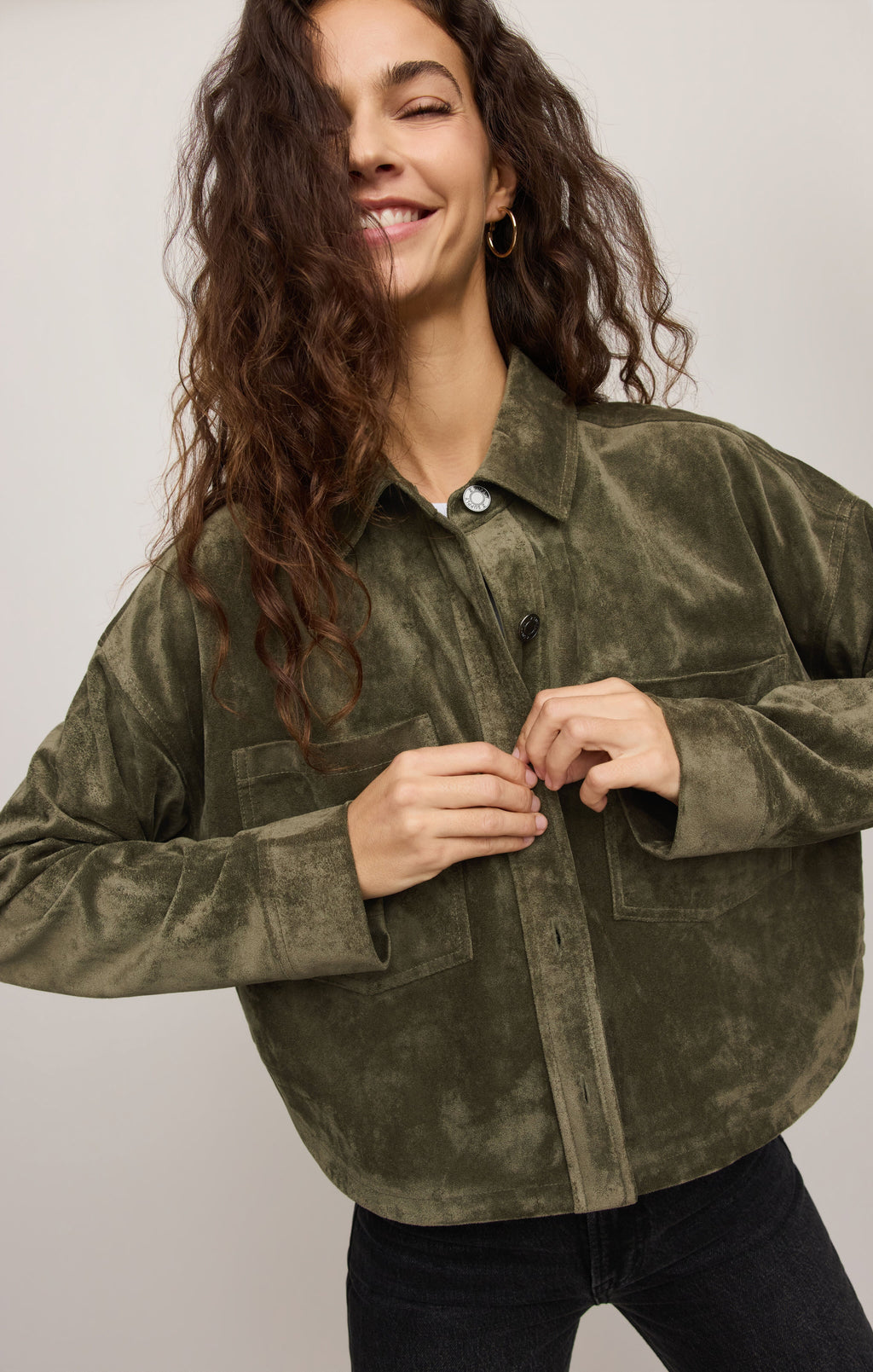 All Day Cropped Suede Jacket