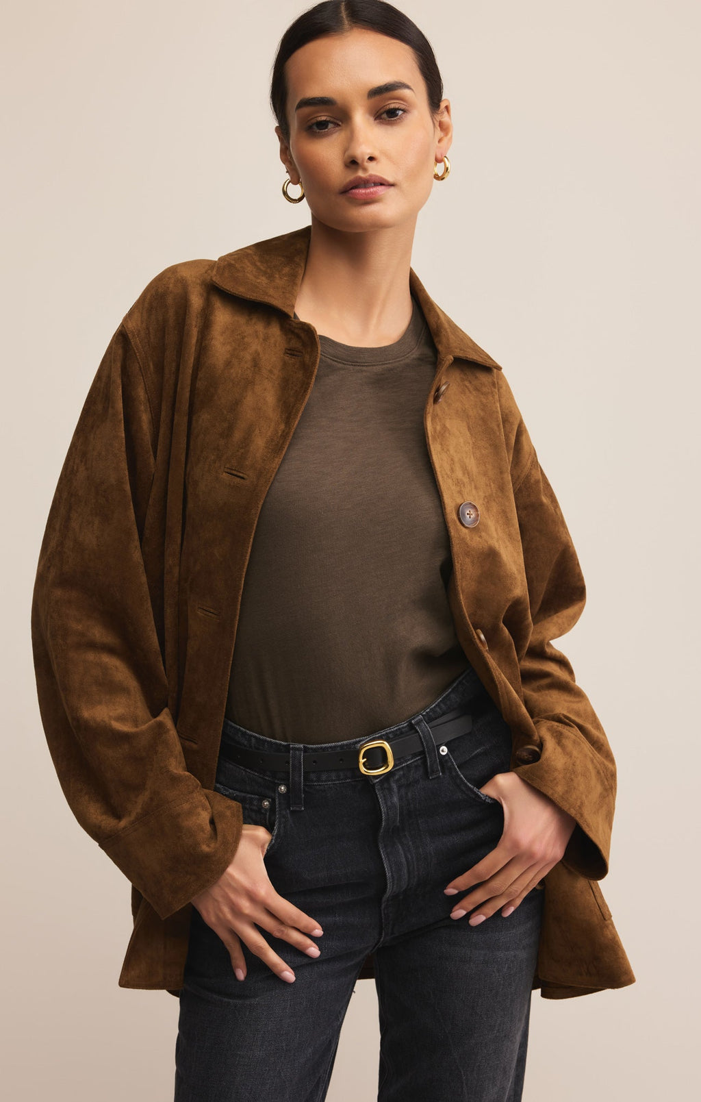 Decker Faux Suede Chore Coat