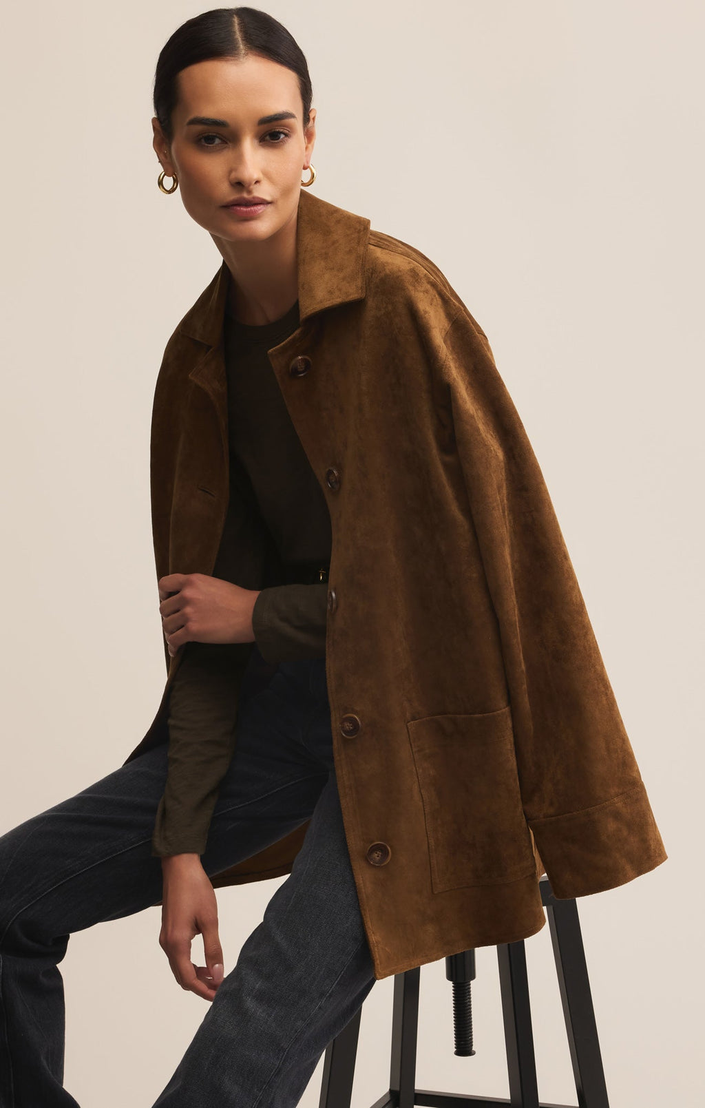 Decker Faux Suede Chore Coat