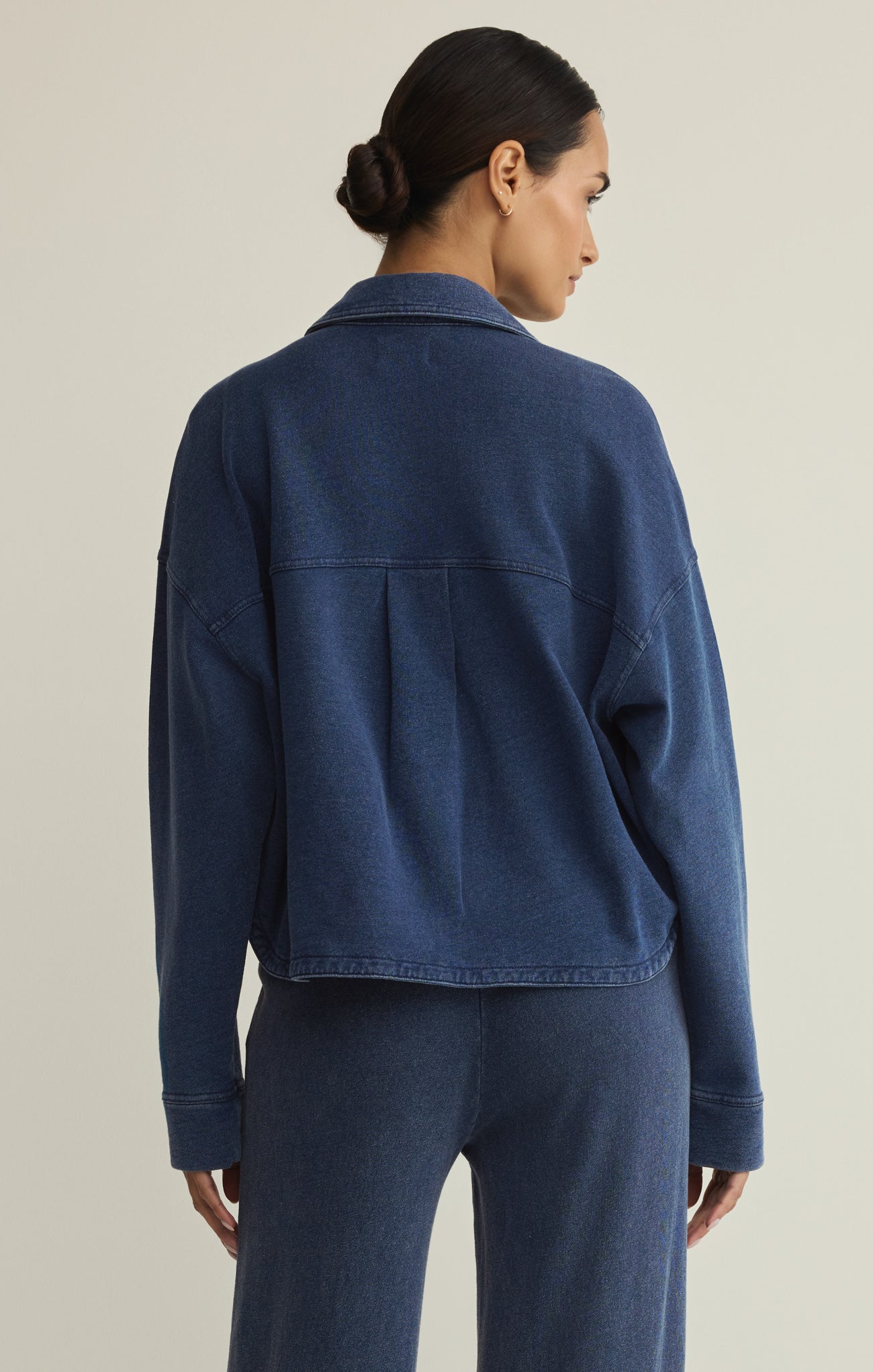All Day Cropped Knit Denim Jacket