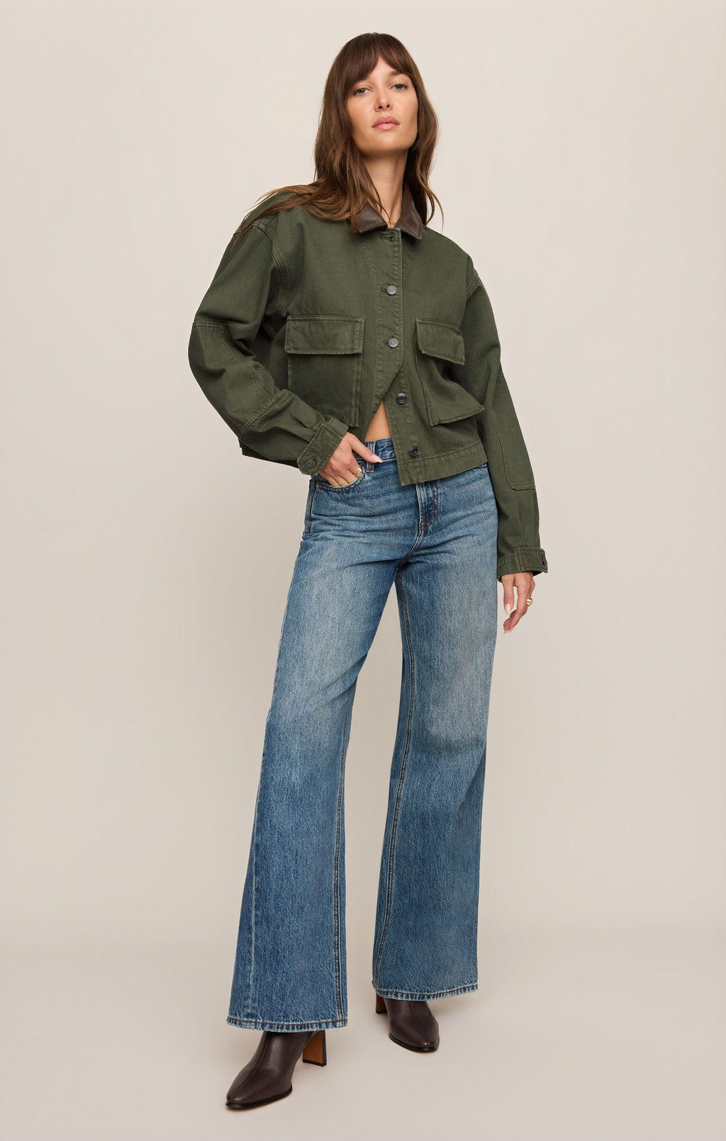 Rey Cropped Denim Chore Jacket