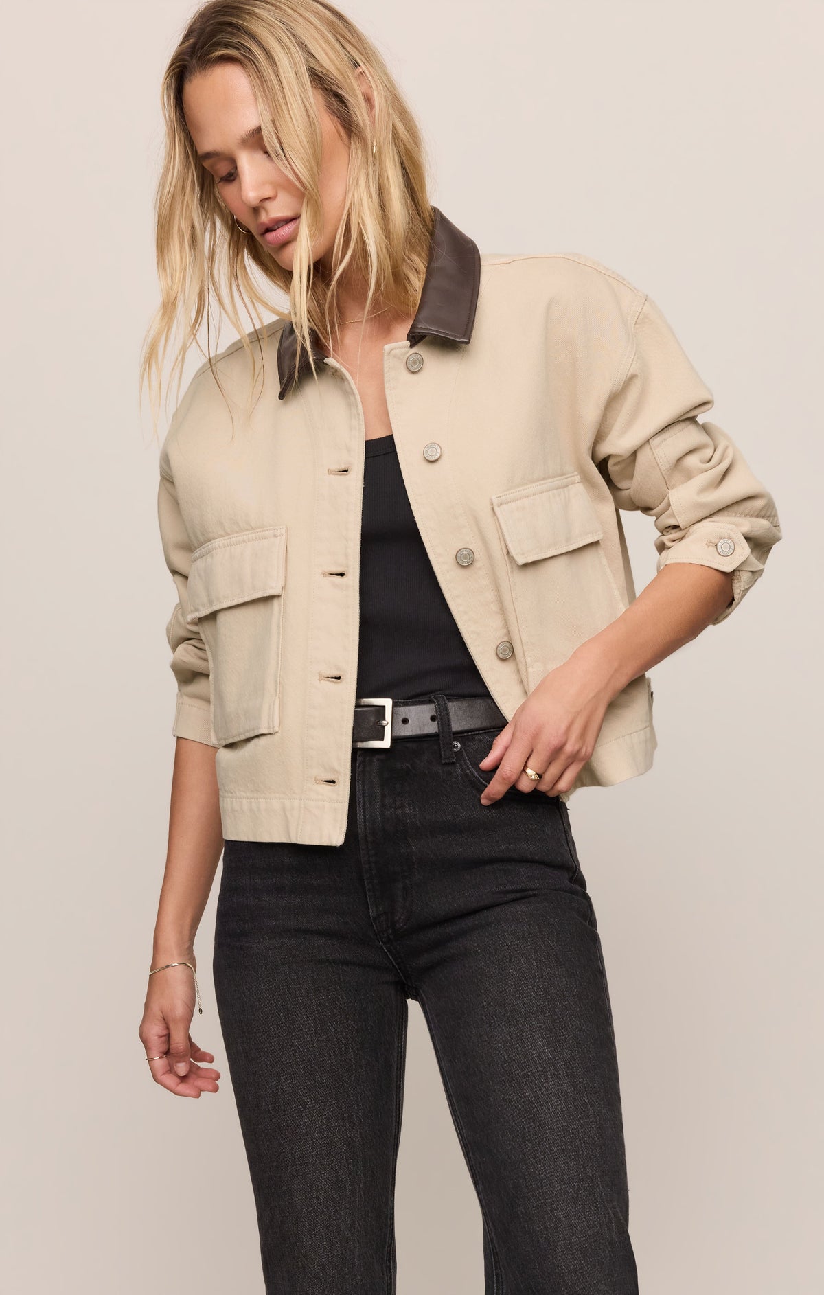 Rey Cropped Denim Chore Jacket