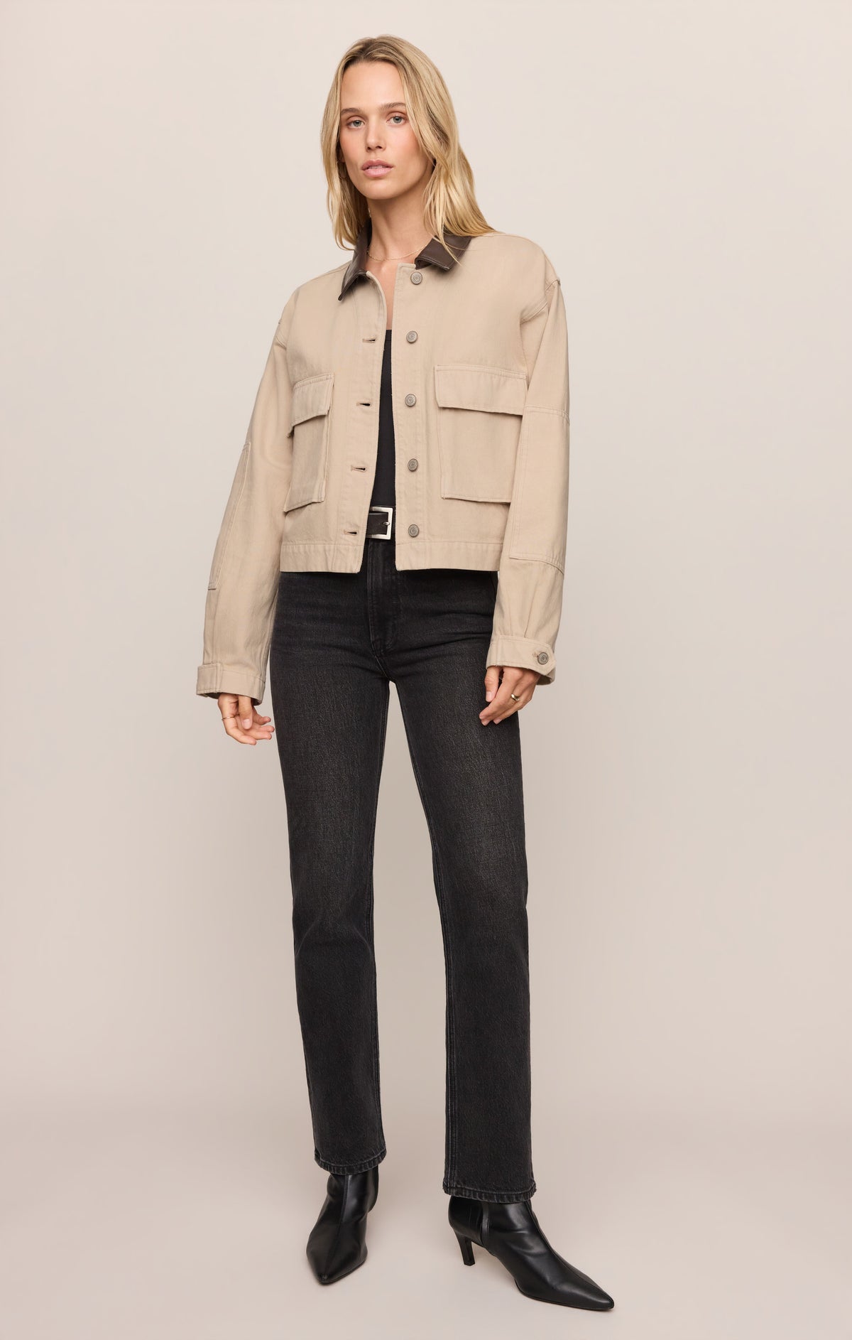 Rey Cropped Denim Chore Jacket