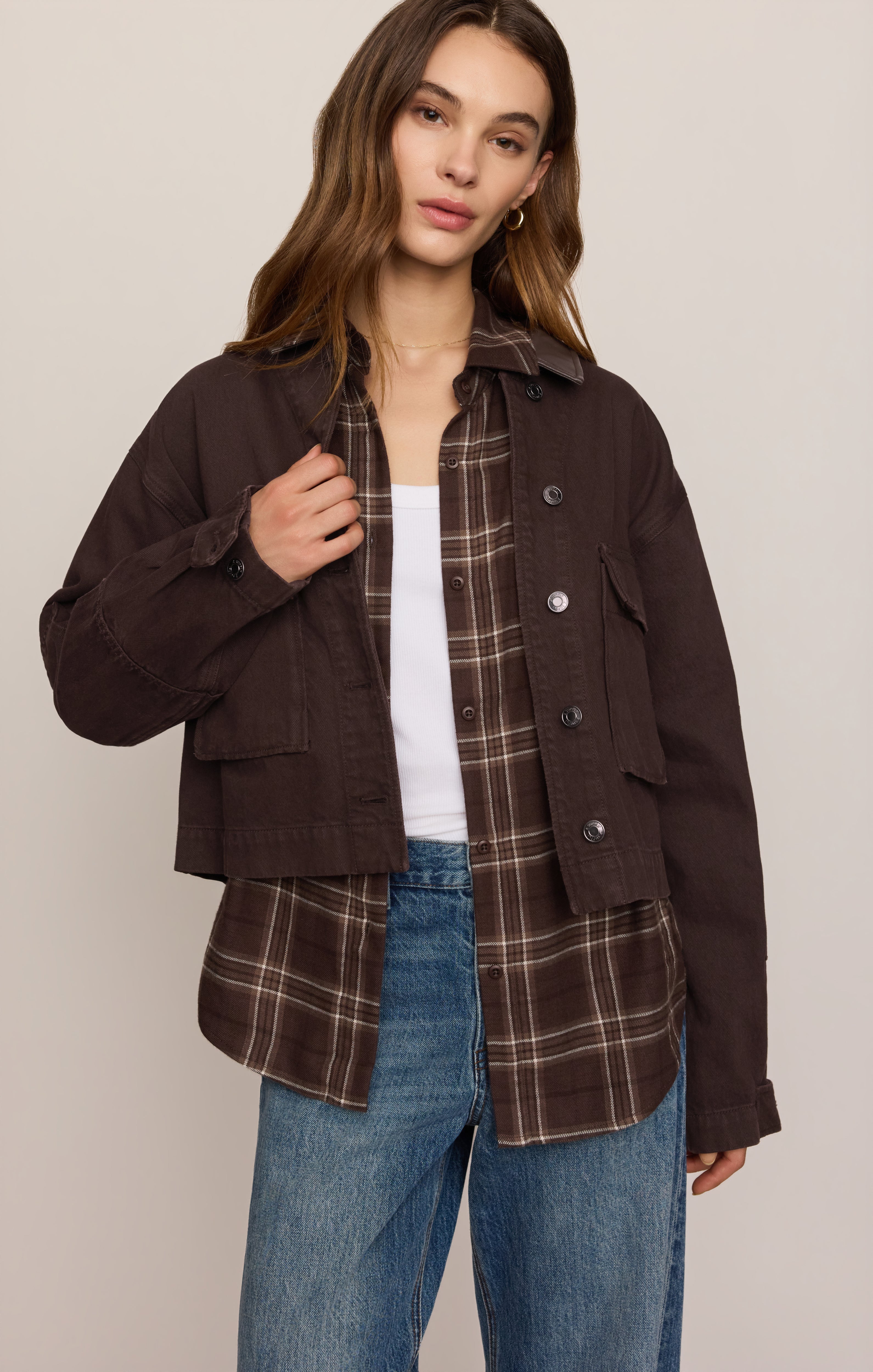Rey Cropped Denim Chore Jacket