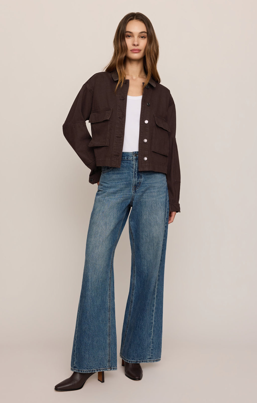 Rey Cropped Denim Chore Jacket