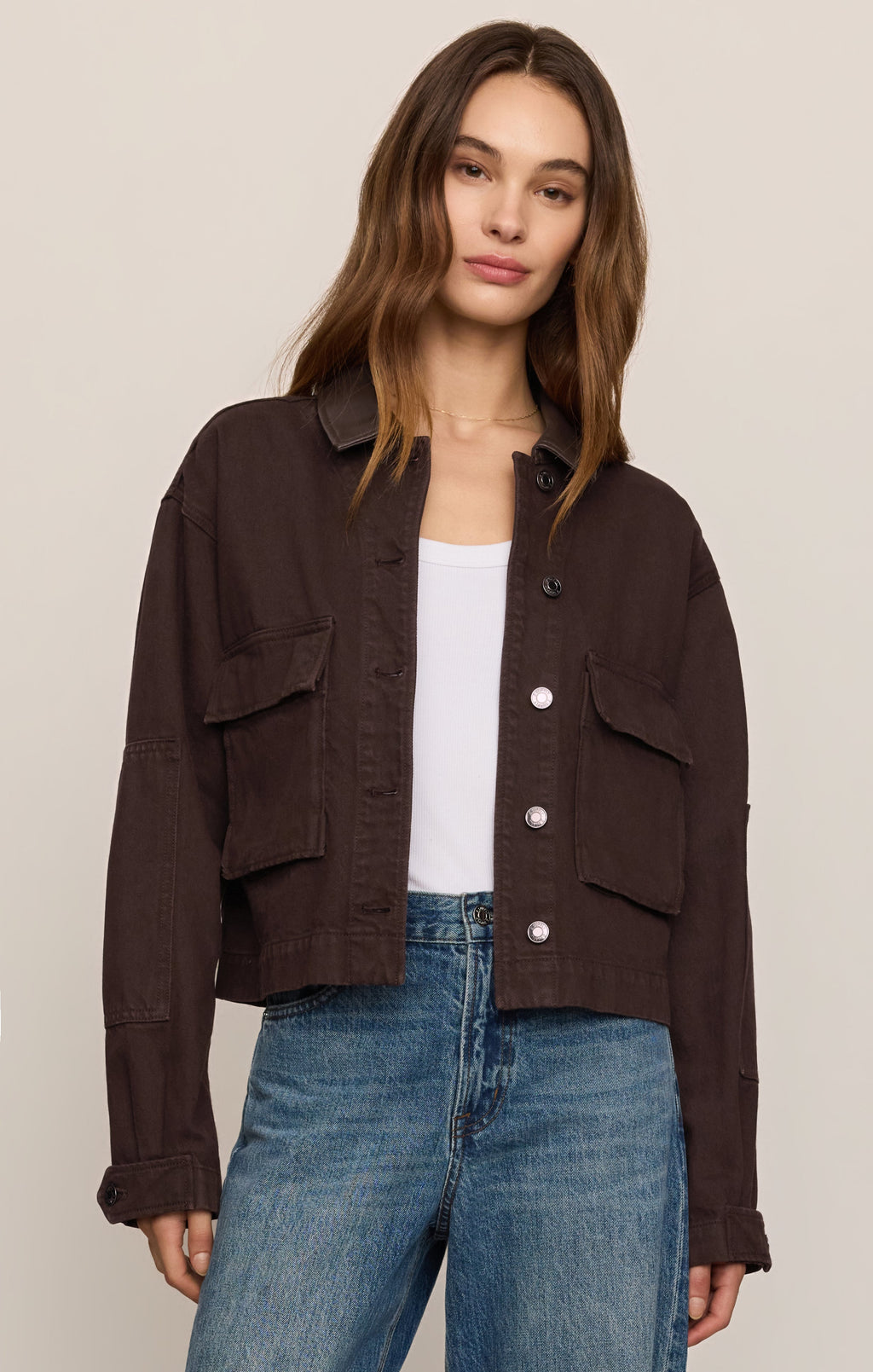 Rey Cropped Denim Chore Jacket