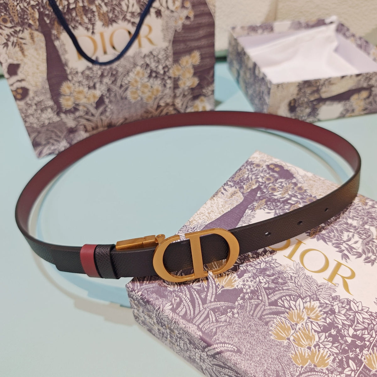 CD Montaigne Reversible 2cm Belt Buckle Leather 212480
