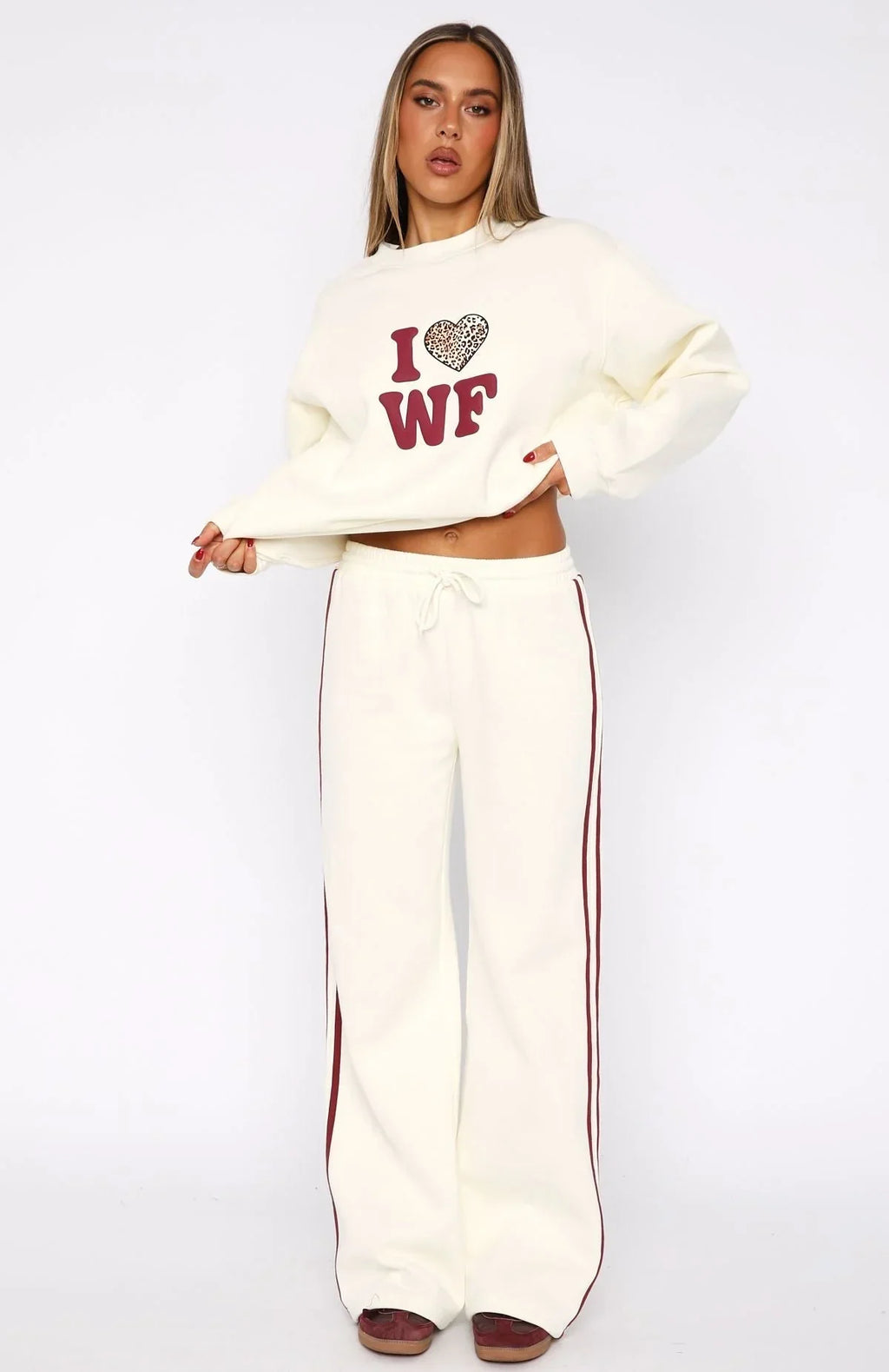 11th Street Out & About Wide Leg Sweatpants Cake Batter