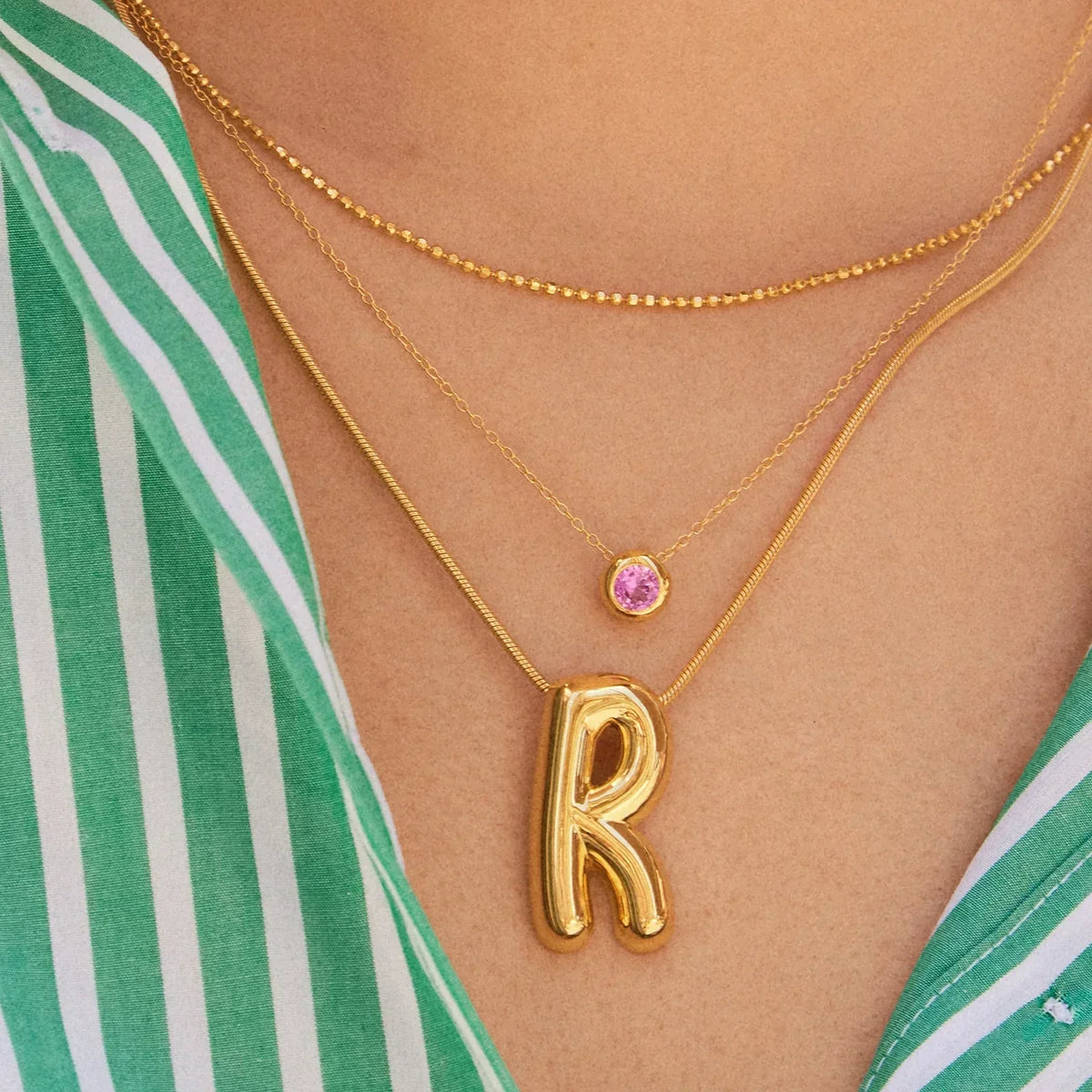 14K Gold Birthstone Pendant Necklace - Garnet