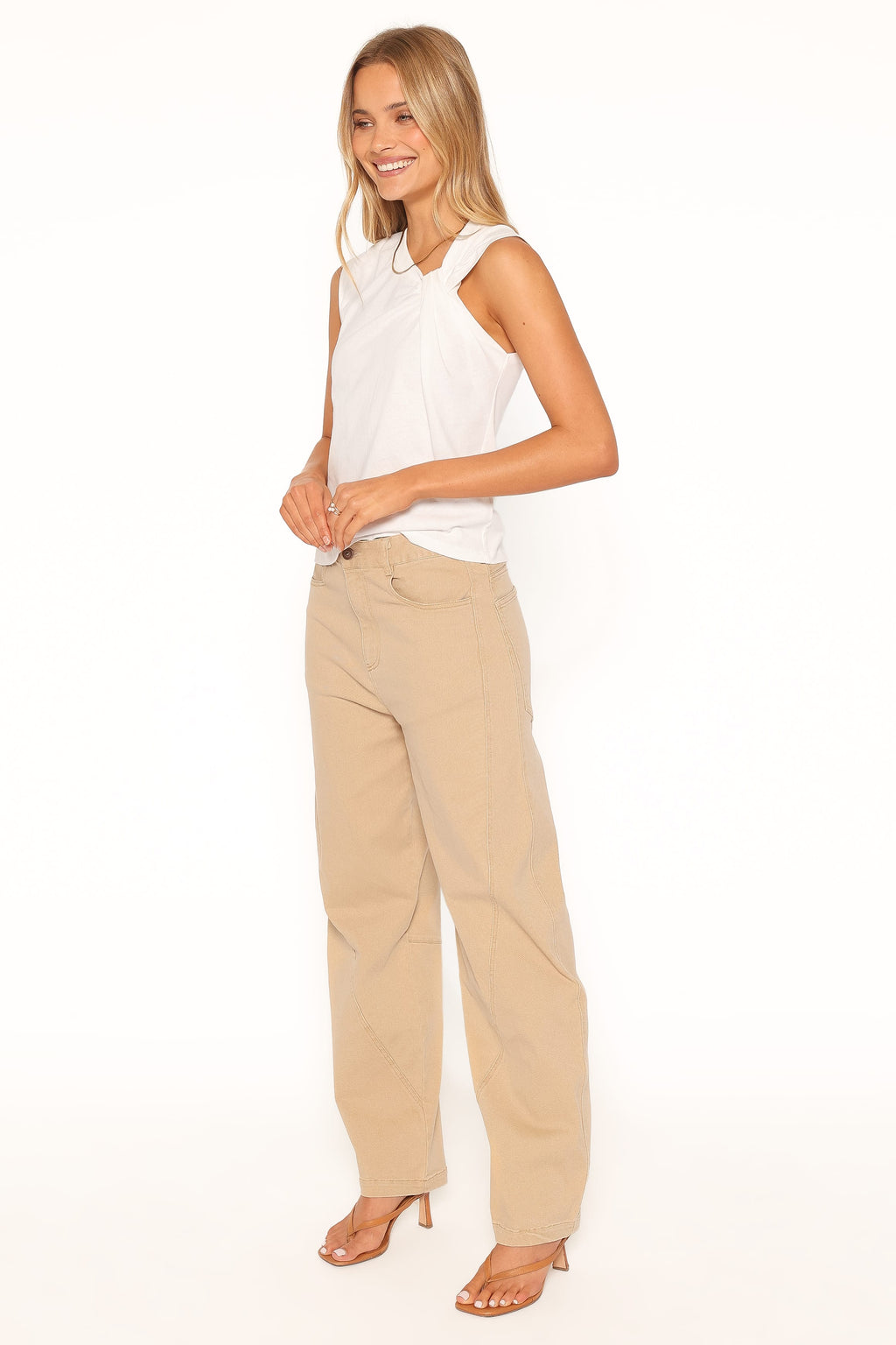 Amity Barrel Leg Denim Jeans - Mushroom