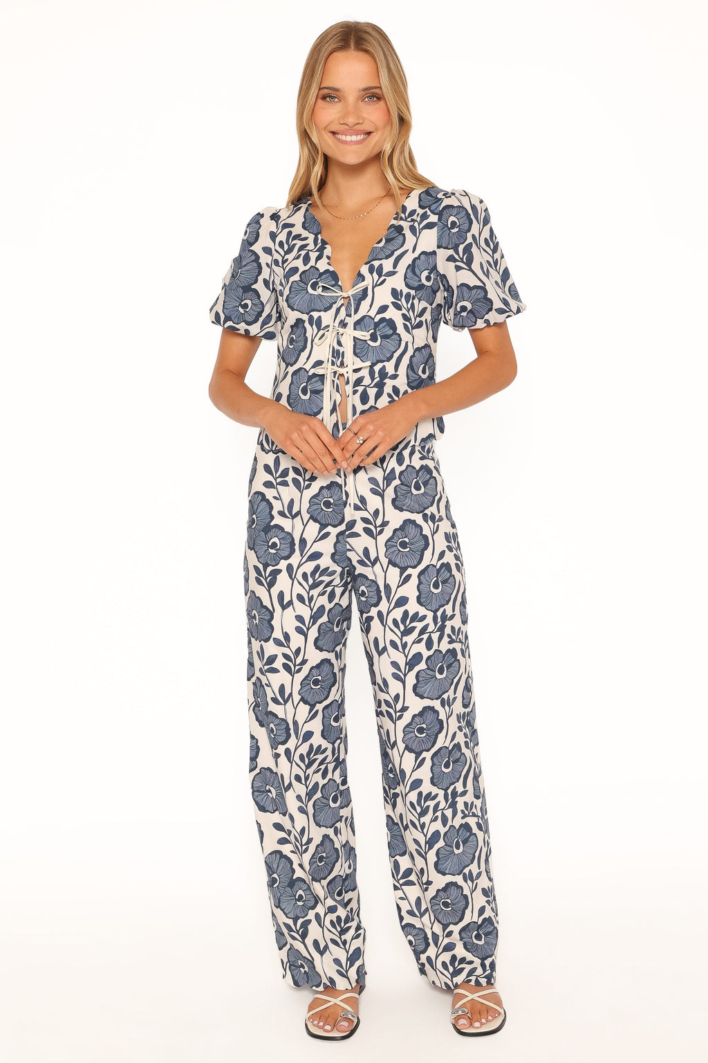 Jensen Scallop Hem Pant - Blue Floral